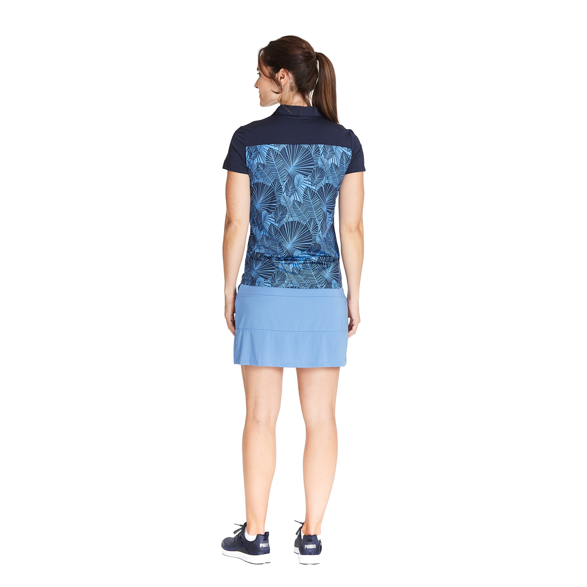 Palm Fronds Print Women's Short Sleeve Golf Polo Shirt