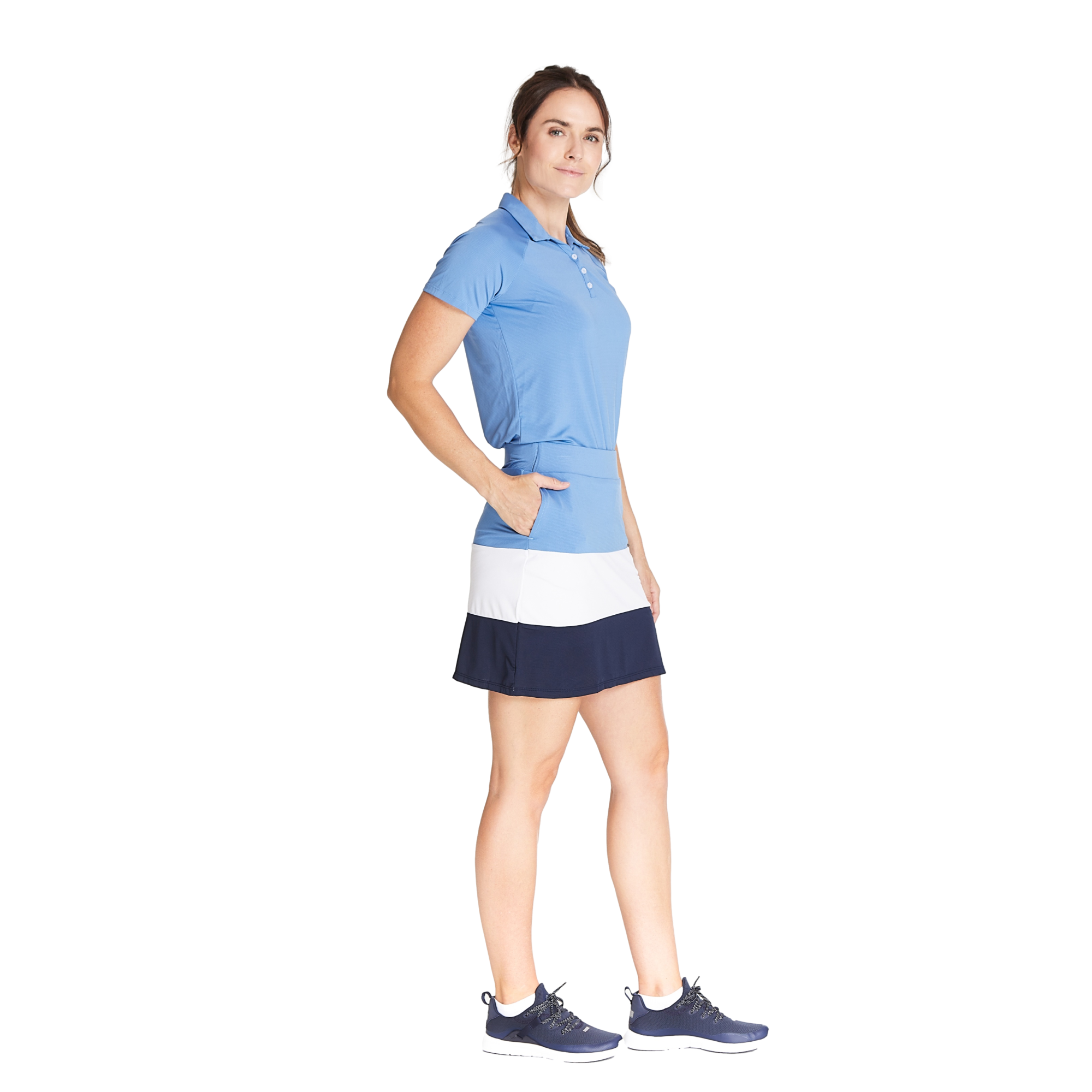Azure Sky Tier Striped Pull-On Women's 17" Golf Skort