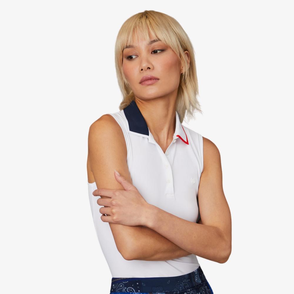 Contrast Collar Sleeveless Polo Shirt