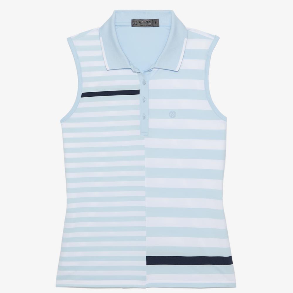 Bold Stripe Tech Sleeveless Polo Shirt