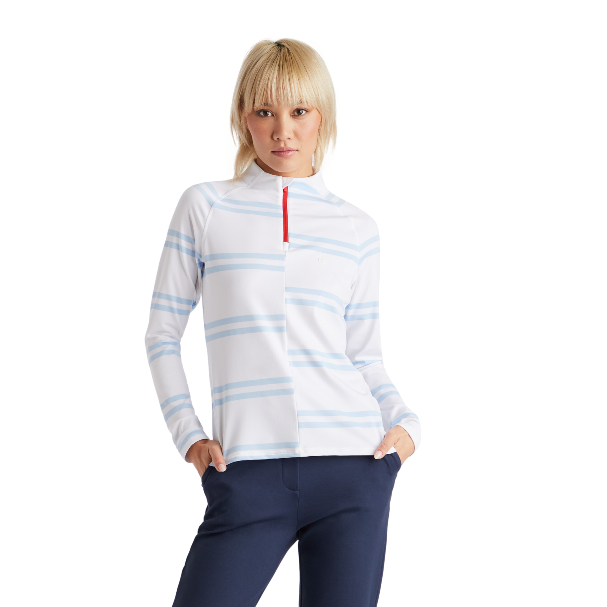 Offset Stripe Tech Jersey Quarter Zip Pull Over