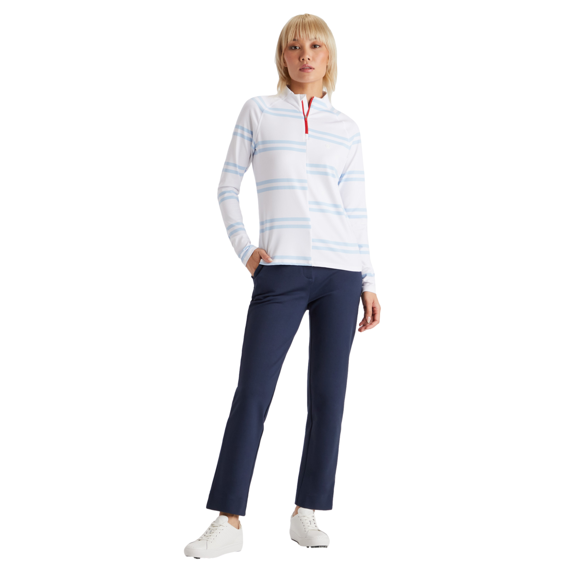 Offset Stripe Tech Jersey Quarter Zip Pull Over