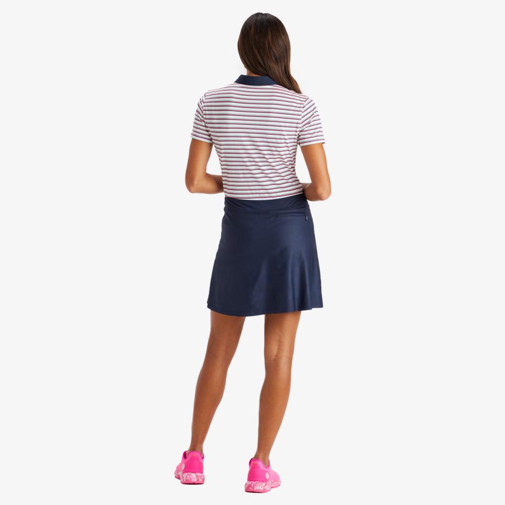 Perforated Striped Short Sleeve Polo Shirt