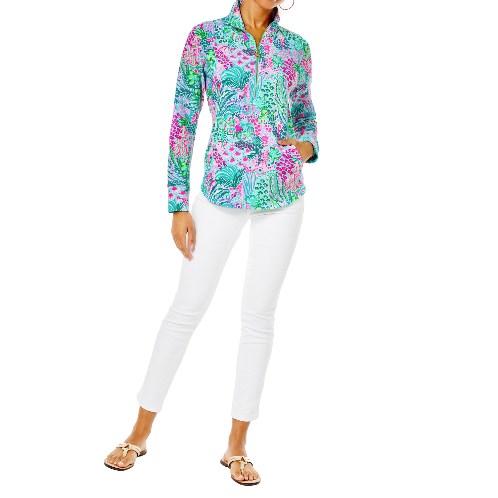 Banana Split Skipper Round Hem Quarter Zip Popover