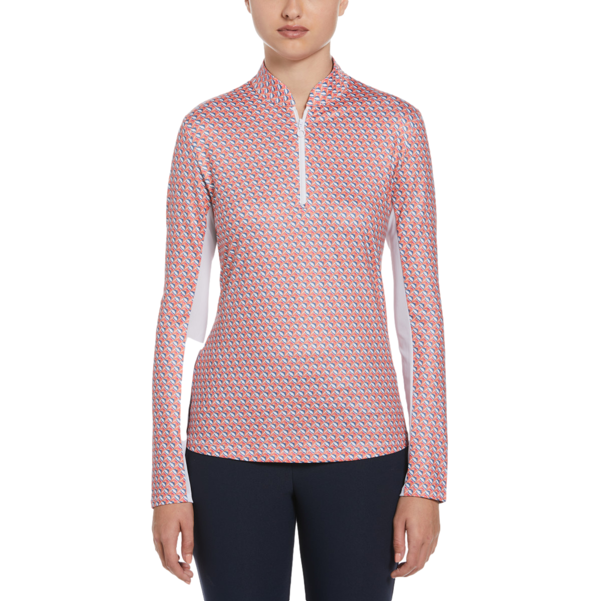 Geo Fish Print Quarter Zip Pull Over