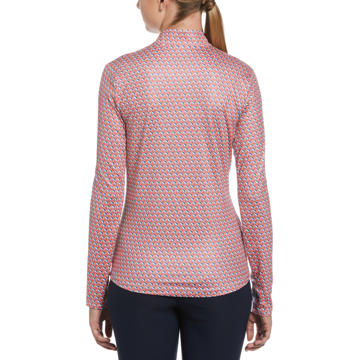 Geo Fish Print Quarter Zip Pull Over