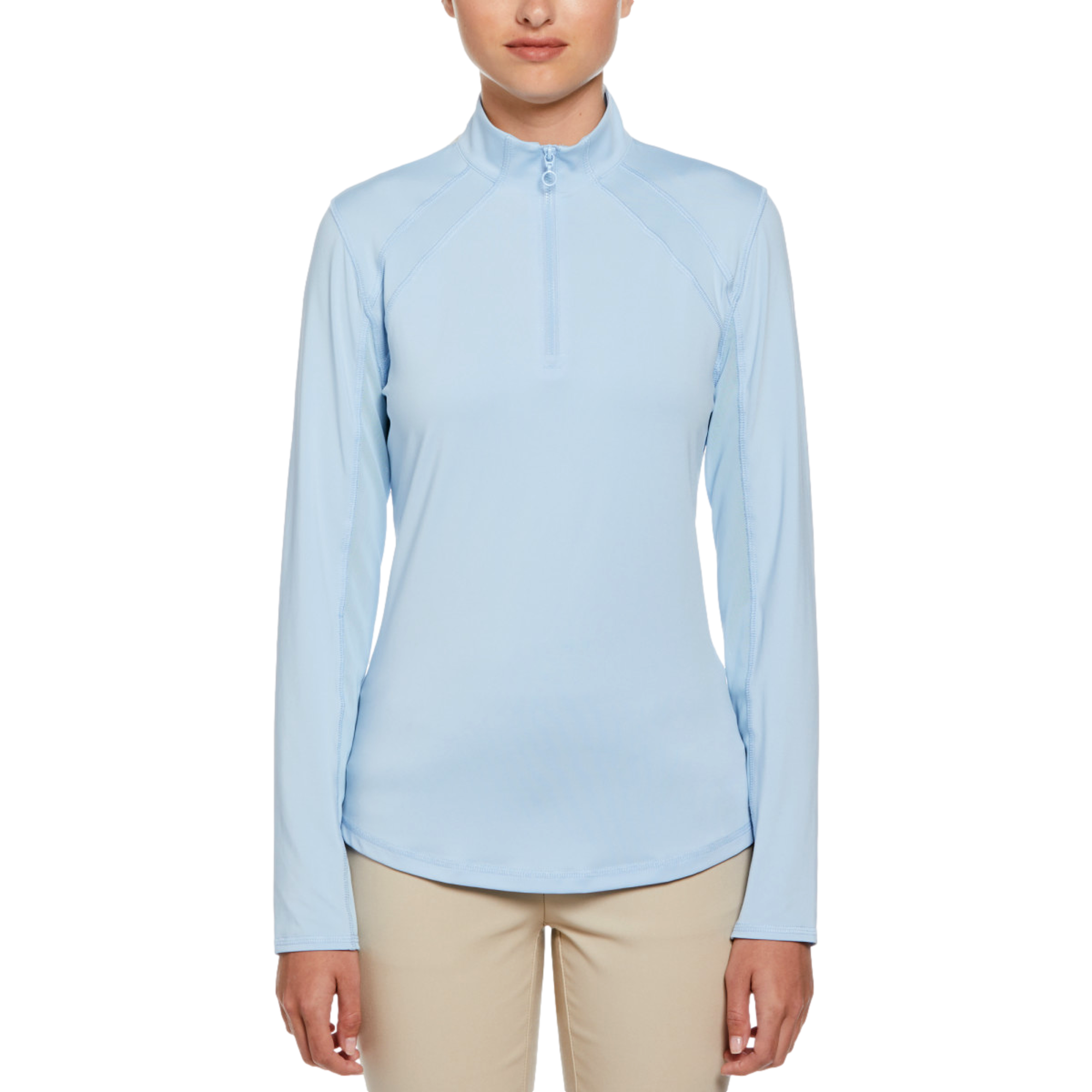 Solid Sun Protection Long Sleeve Quarter Zip Pull Over