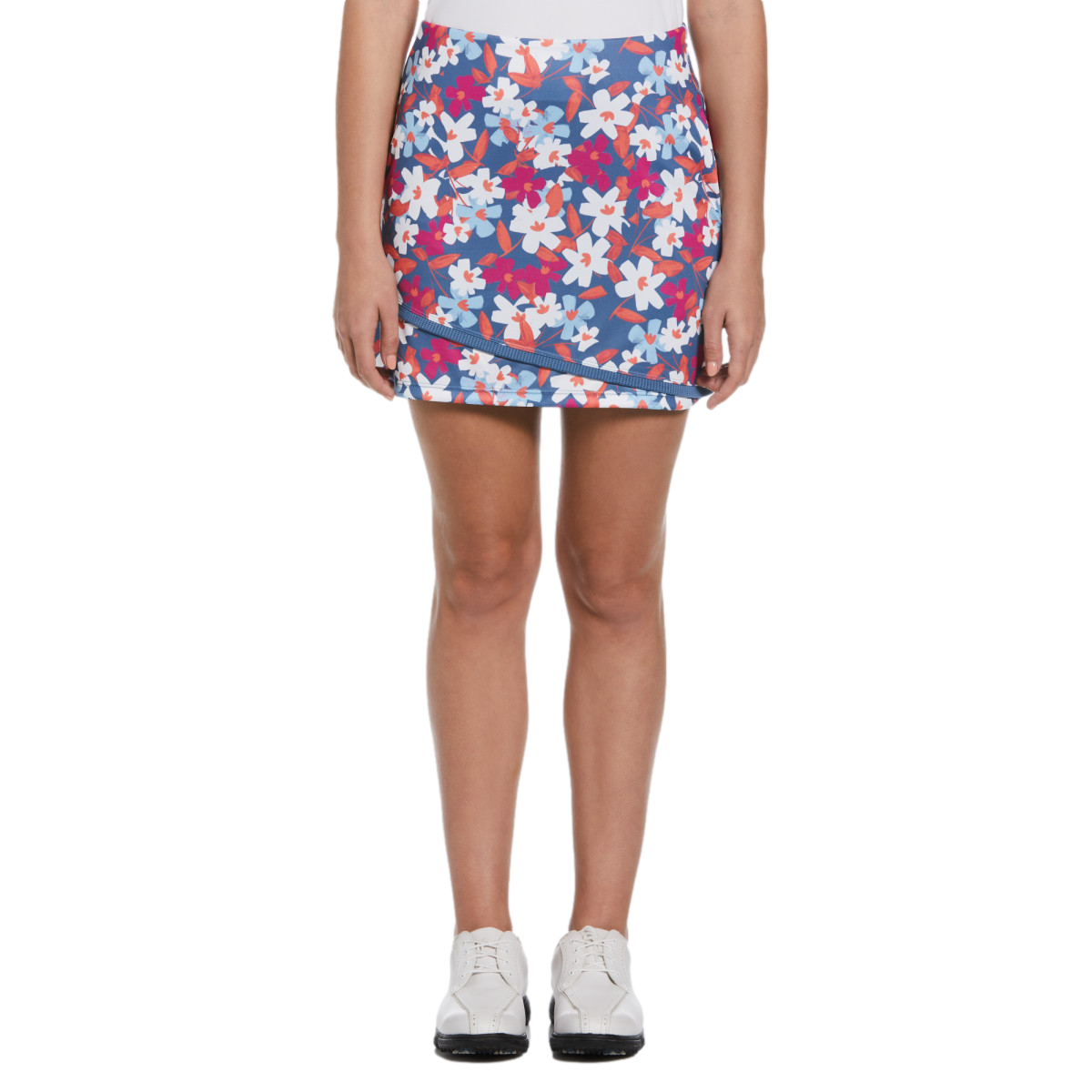 Floral Geo Print Curved Hem 16" Golf Skort