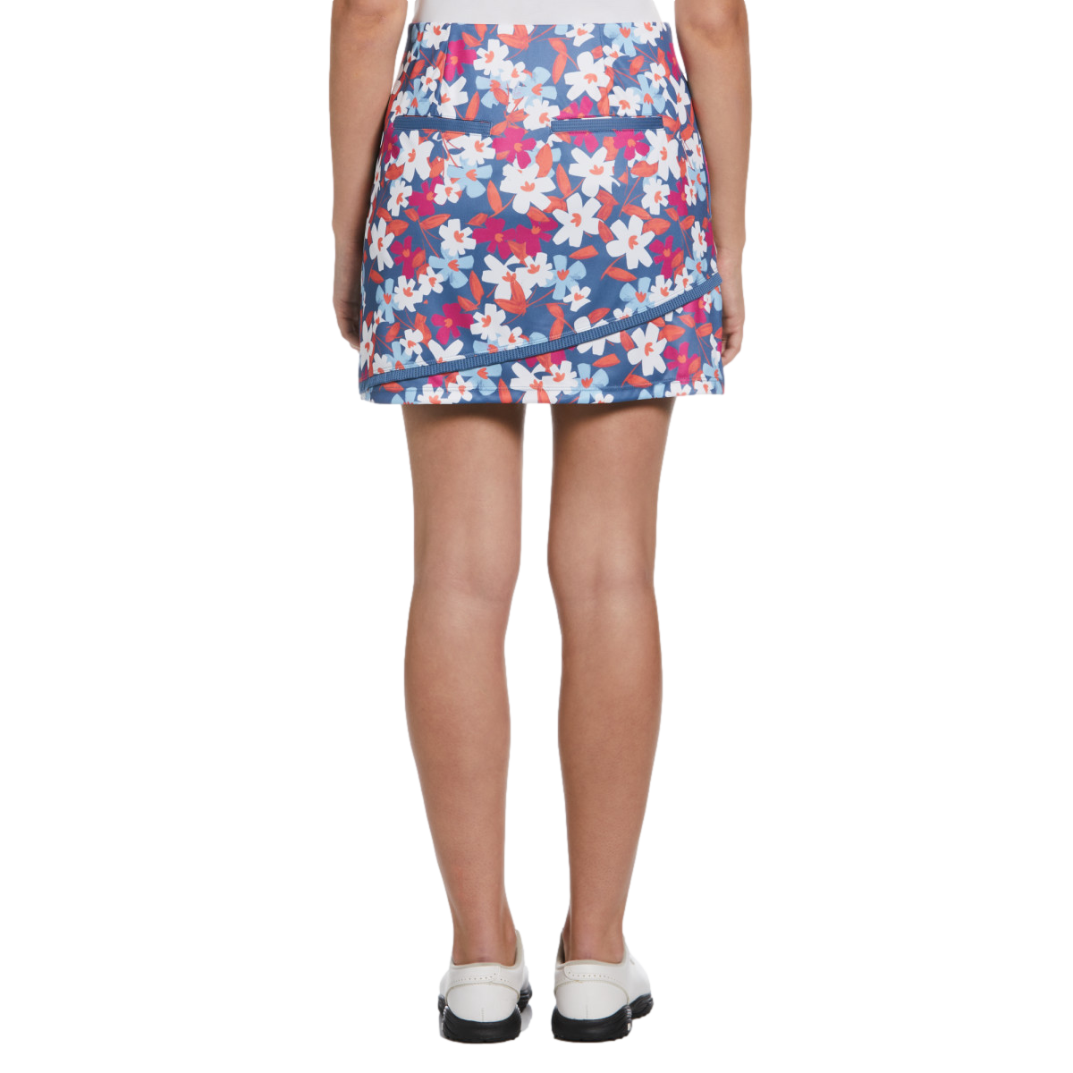 Floral Geo Print Curved Hem 16" Golf Skort