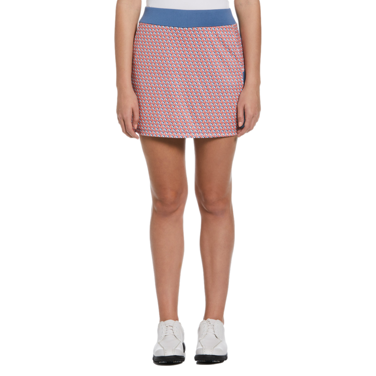 Geometric Fish Print Side Blocked Women's 16" Golf Skort