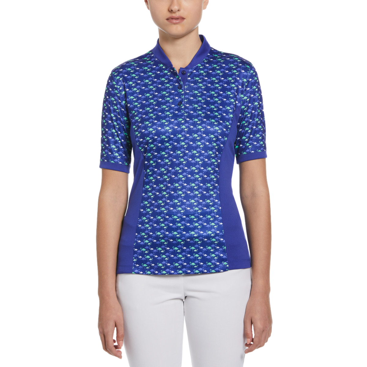 Flamingo Print Short Sleeve Golf Shirt