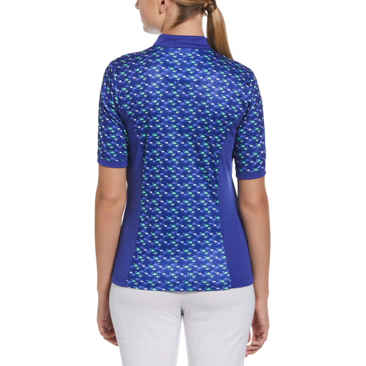 Flamingo Print Short Sleeve Golf Shirt