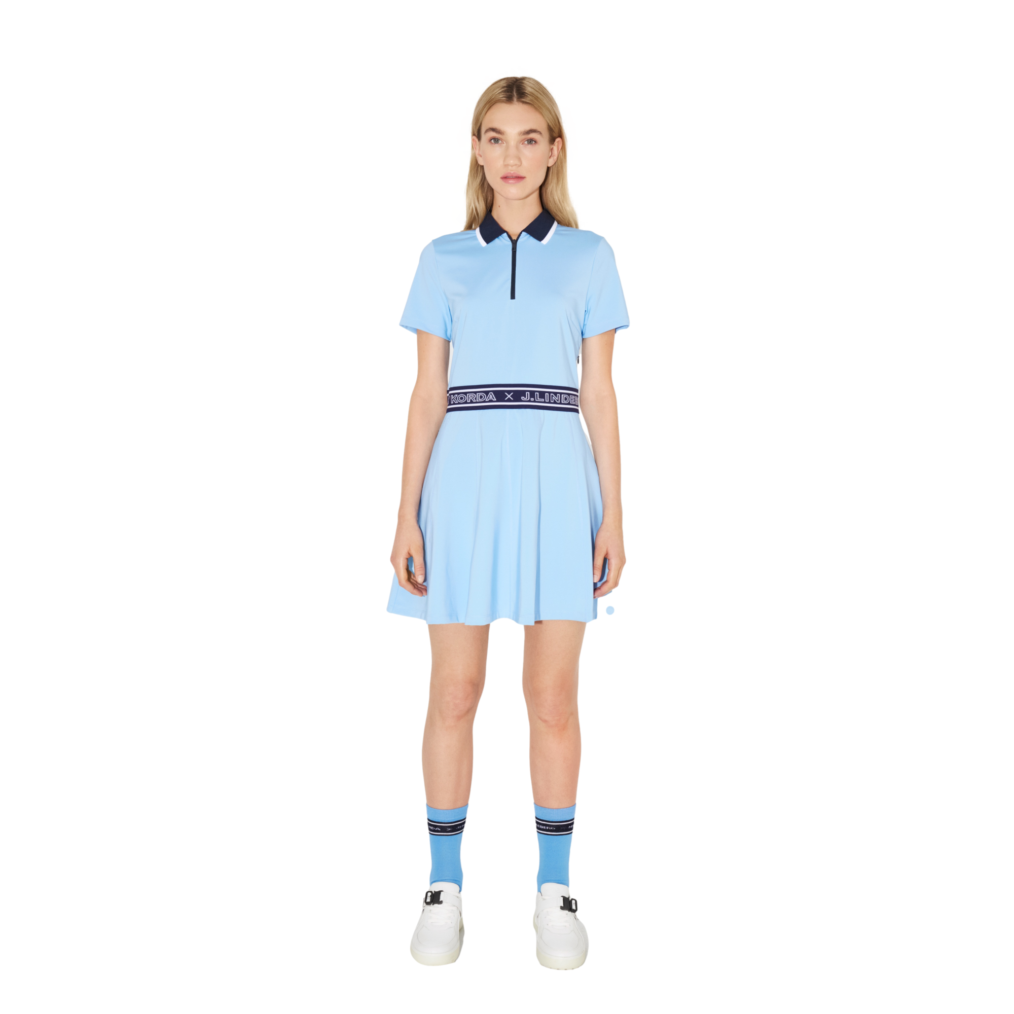 Nelly Korda Jacquard Collar Women's Short Sleeve Golf Dress