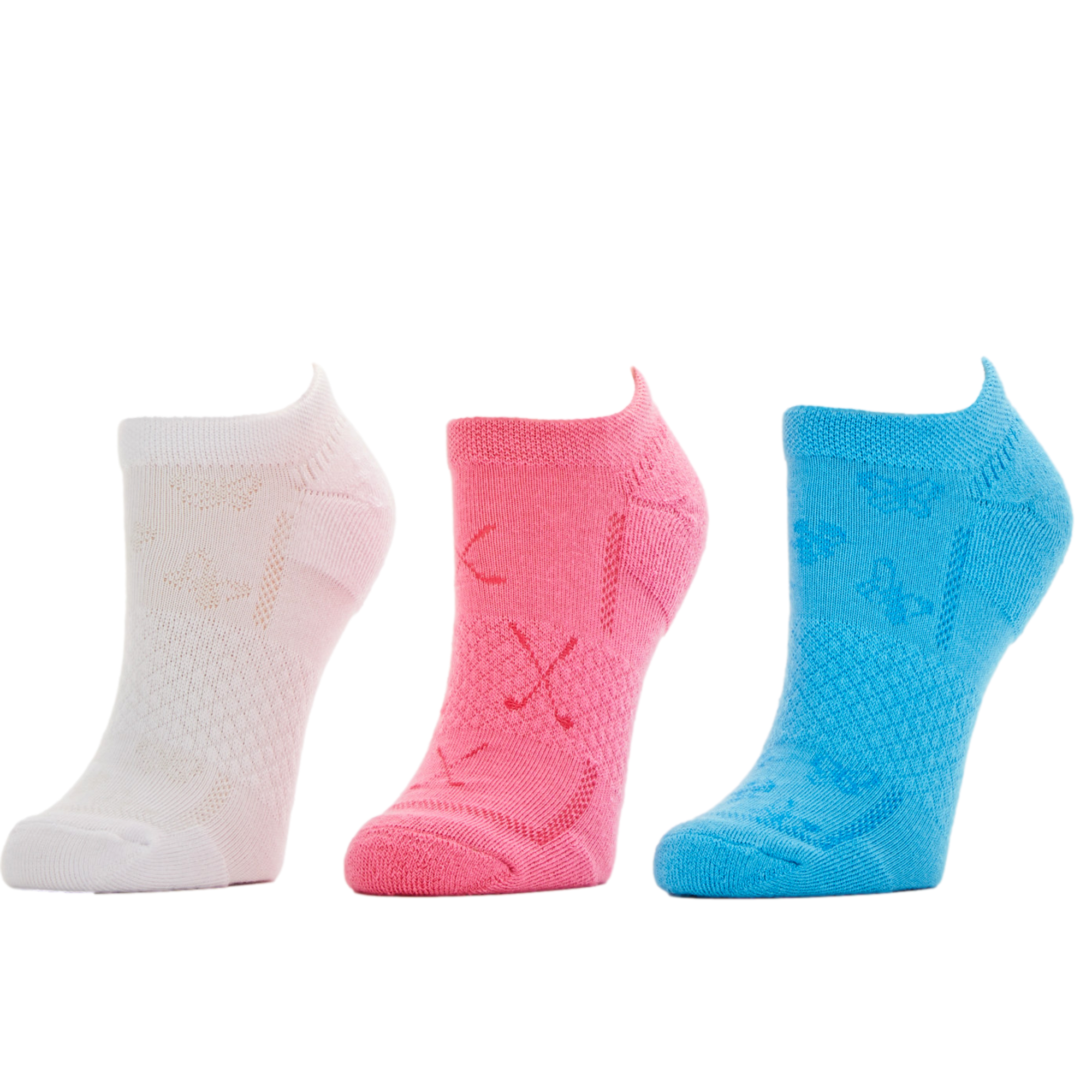 Ladies Textured Print Low Cut Golf Socks, 3-Pack