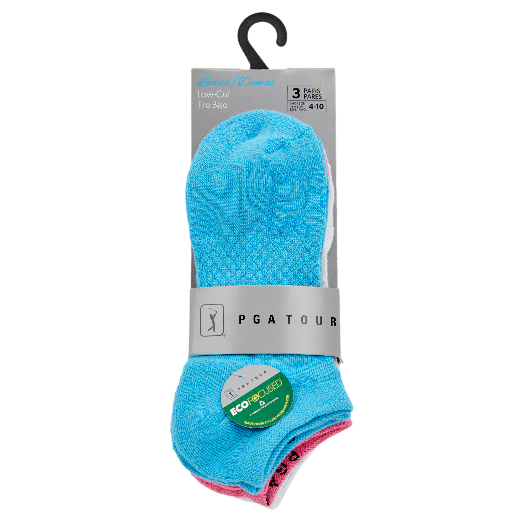 Ladies Textured Print Low Cut Golf Socks, 3-Pack