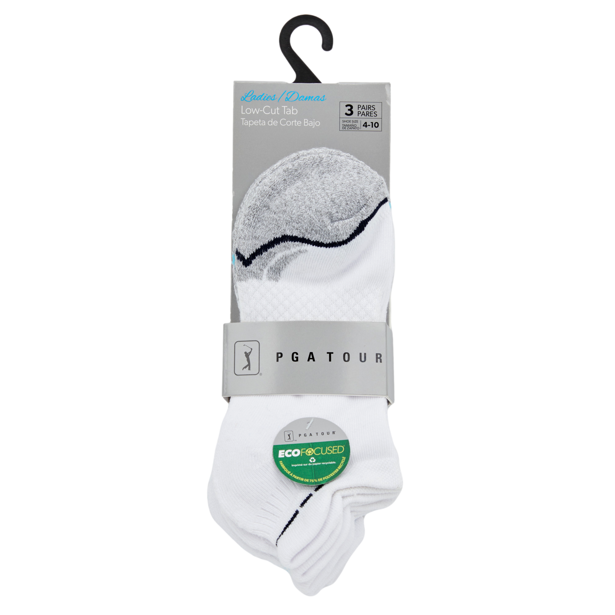 Ladies Contour Stripe Low Cut Golf Socks, 3-Pack