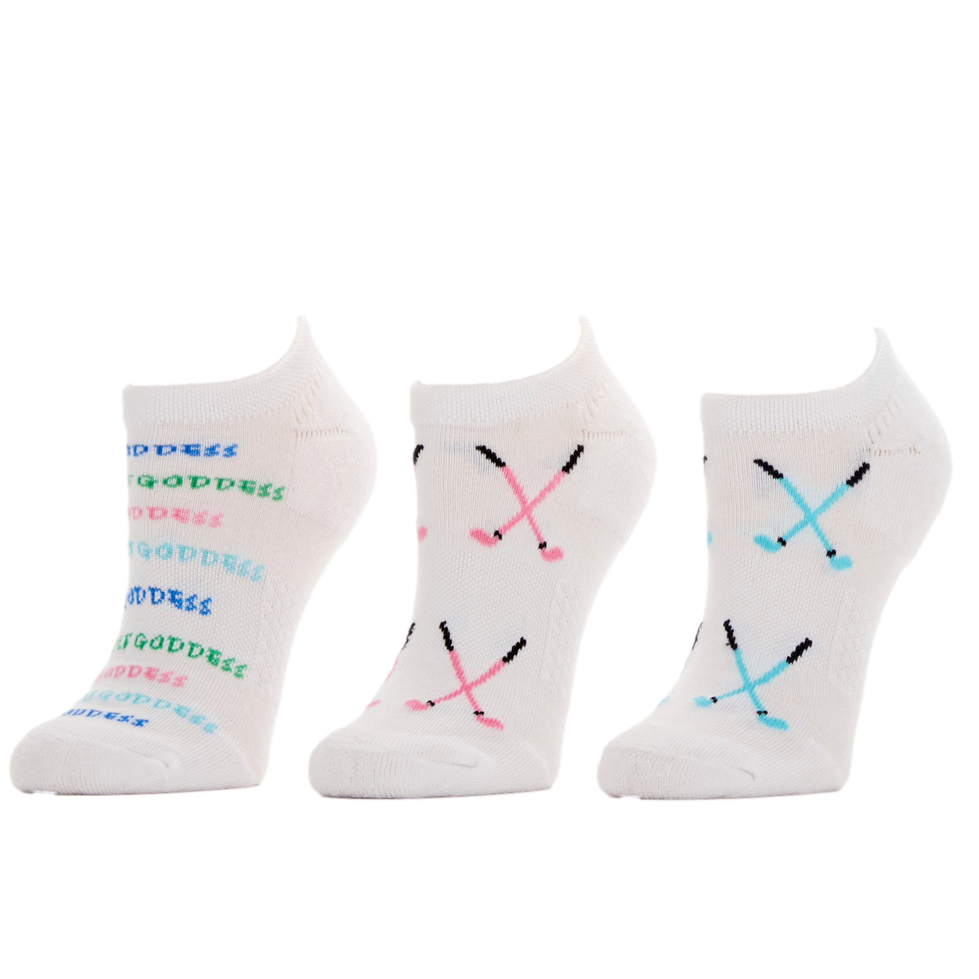 Ladies Golf Goddess Print Low Cut Golf Socks, 3-Pack