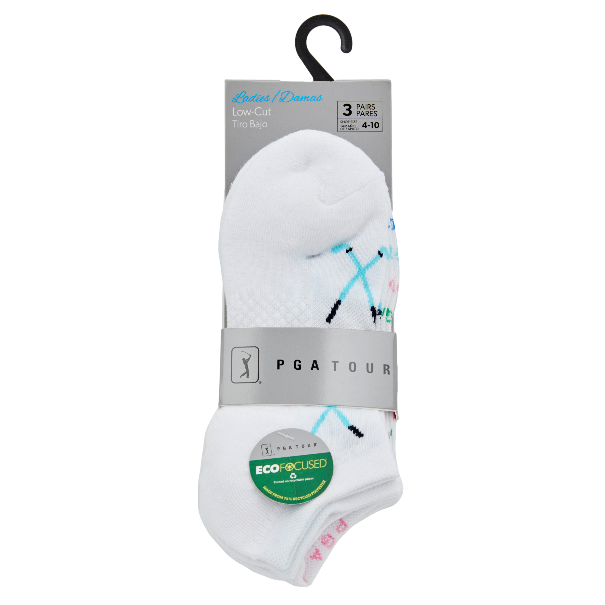 Ladies Golf Goddess Print Low Cut Golf Socks, 3-Pack