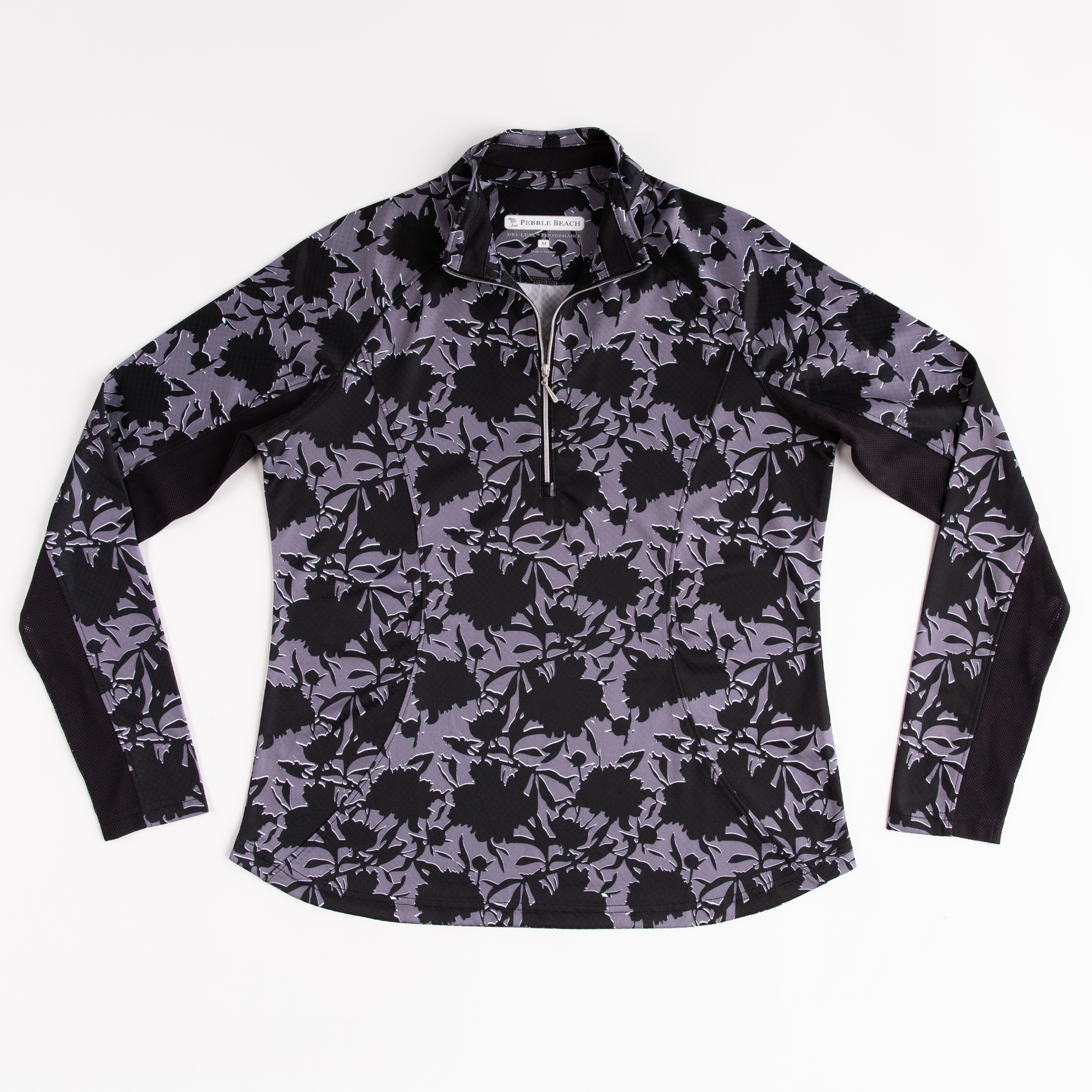 Floral Shadow Textured Quarter Zip Pull Over