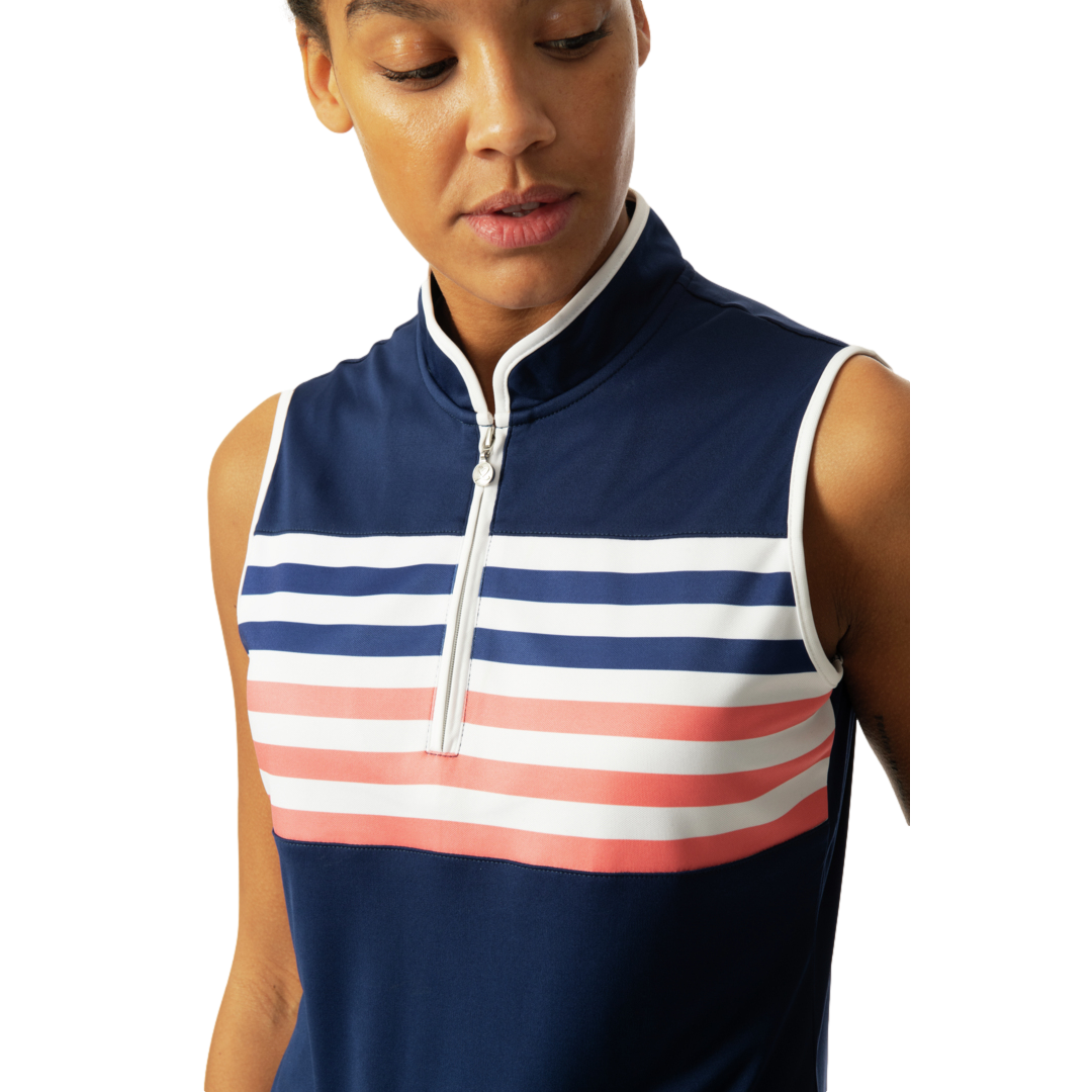 Anja Striped Women's Sleeveless Golf Shirt