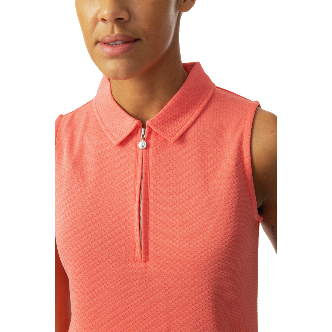 Peoria Textured Women's Sleeveless Golf Polo Shirt