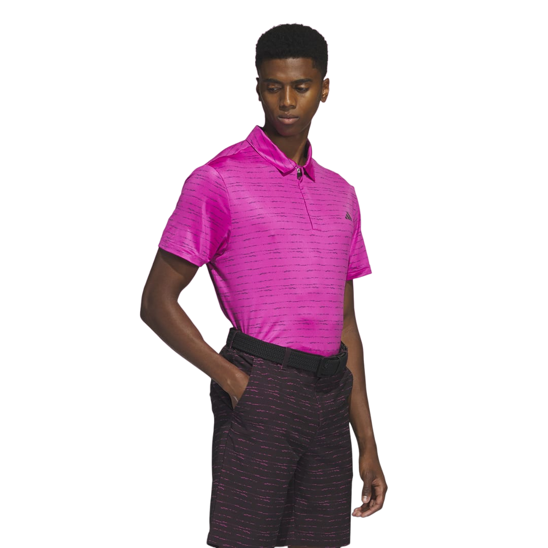 Stripe Zip Men's Short Sleeve Golf Polo Shirt