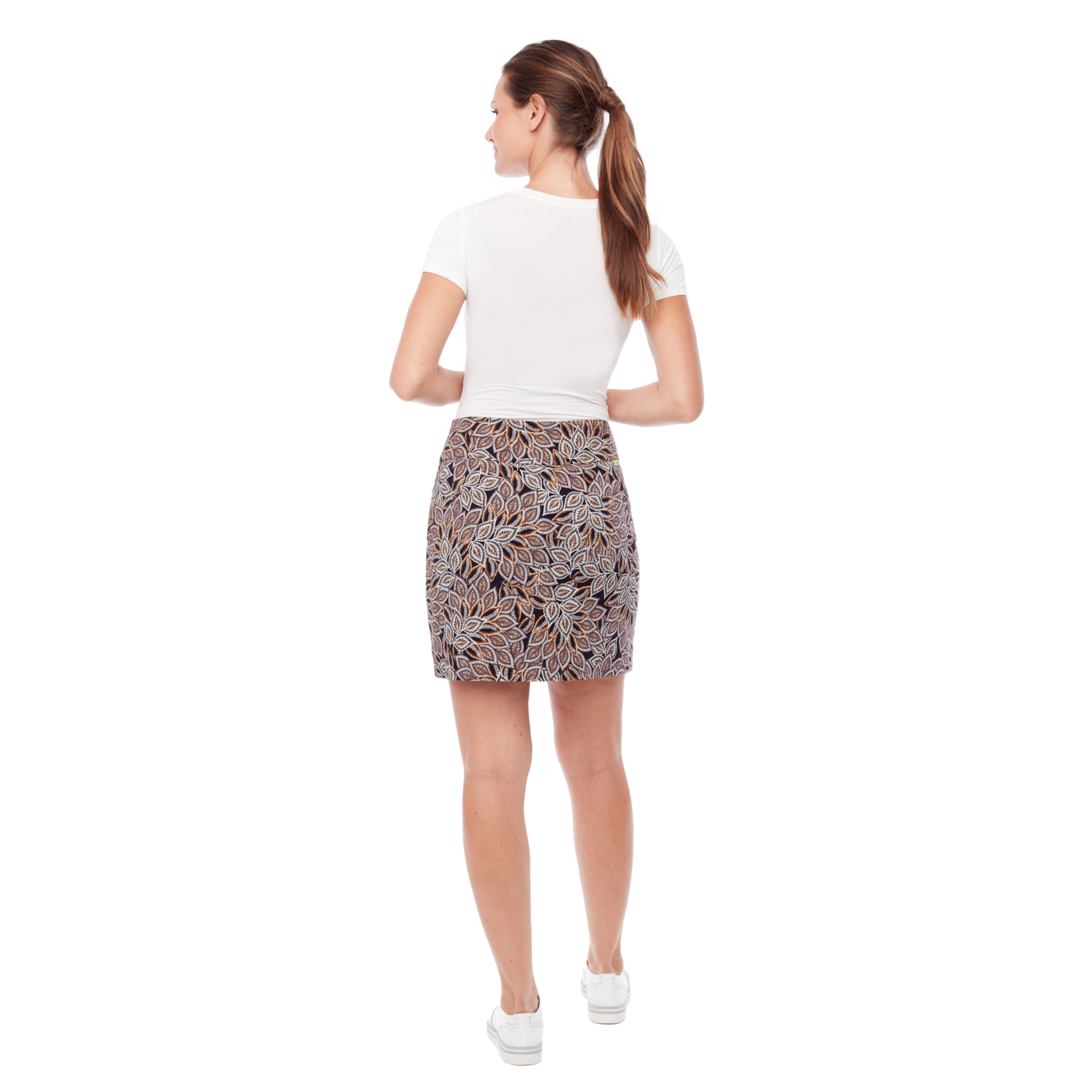 Pull-On Black Camel Floral 16" Skort