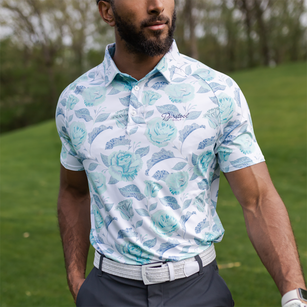 UNRL X Barstool Floral Men's Short Sleeve Golf Polo Shirt