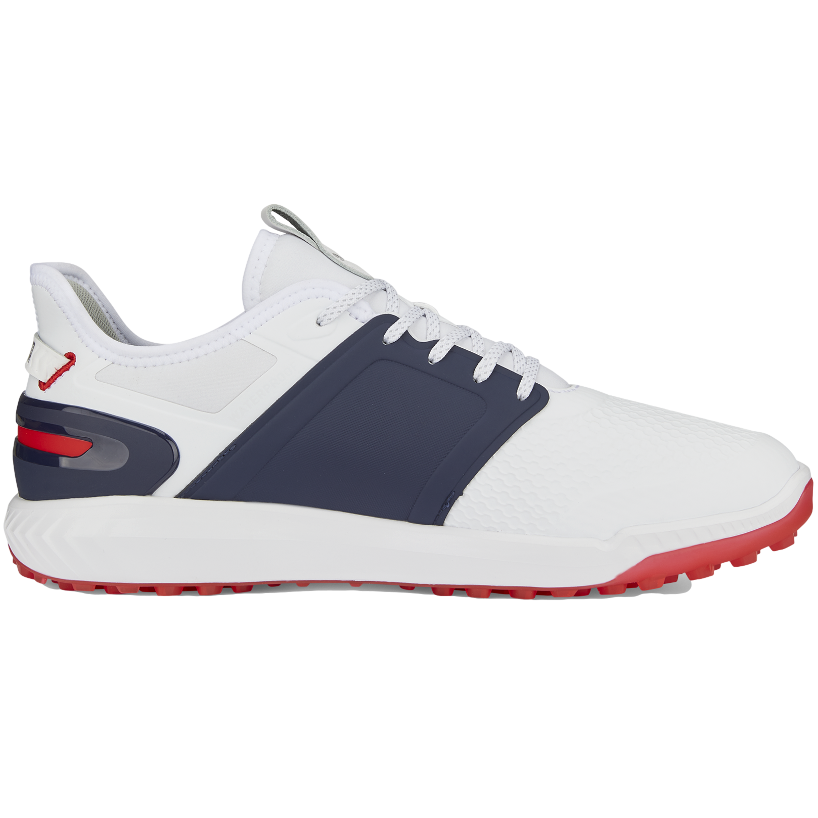 Puma Ignite Elevate Golf Shoes White Silver Navy Wide 9.5