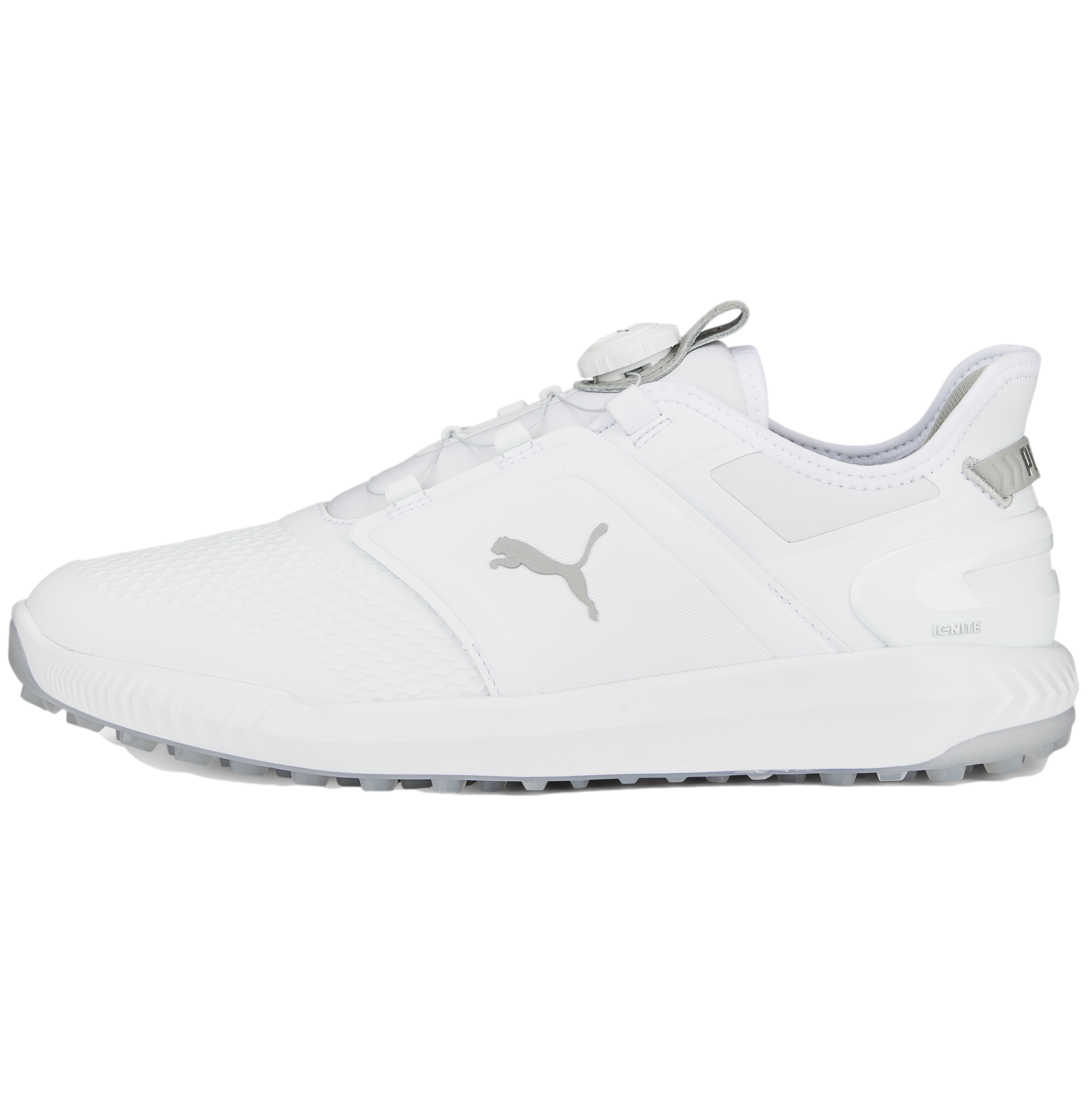 IGNITE ELEVATE Disc Men's Golf Shoe, White/Silver, 10 M - PUMA Spikeless