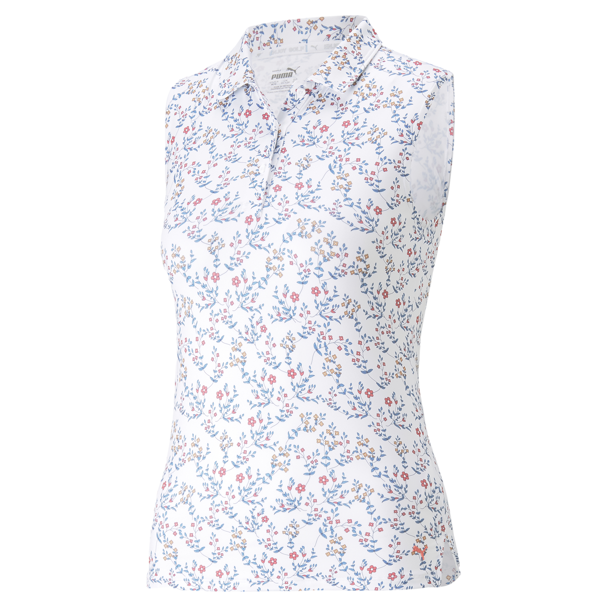 MATTR Micro Floral Girls Sleeveless Polo Shirt