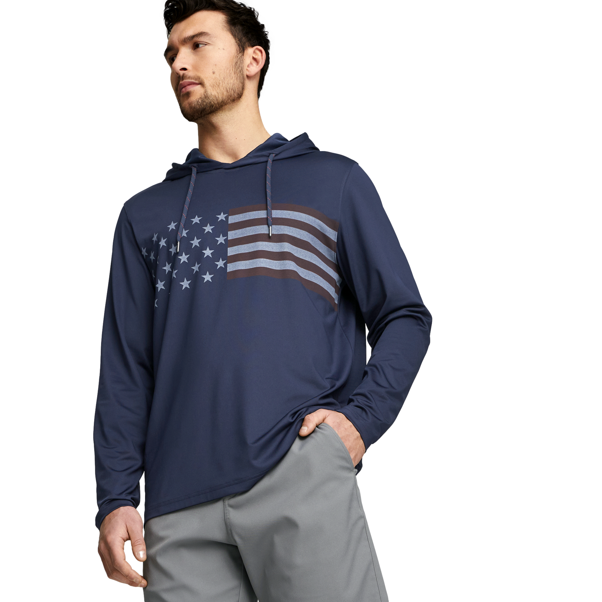 メンズウェア Puma Volition Stars & Bars Golf Hoodie M Puma Mens Volition Stars Bars Navy Golf Hoodie Small or XL NEW NWT