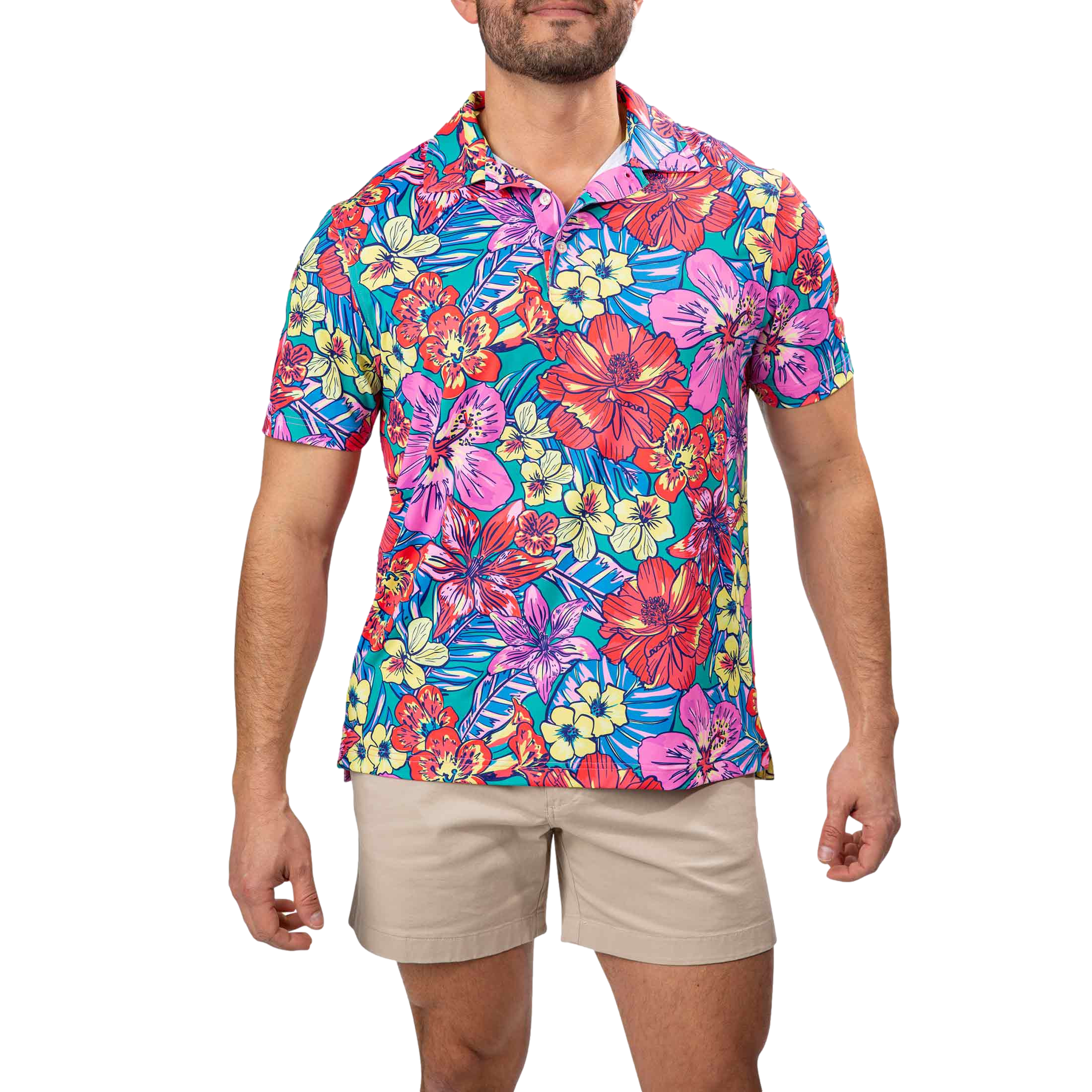 Tropical Gardens Men's Short Sleeve Golf Polo Shirt