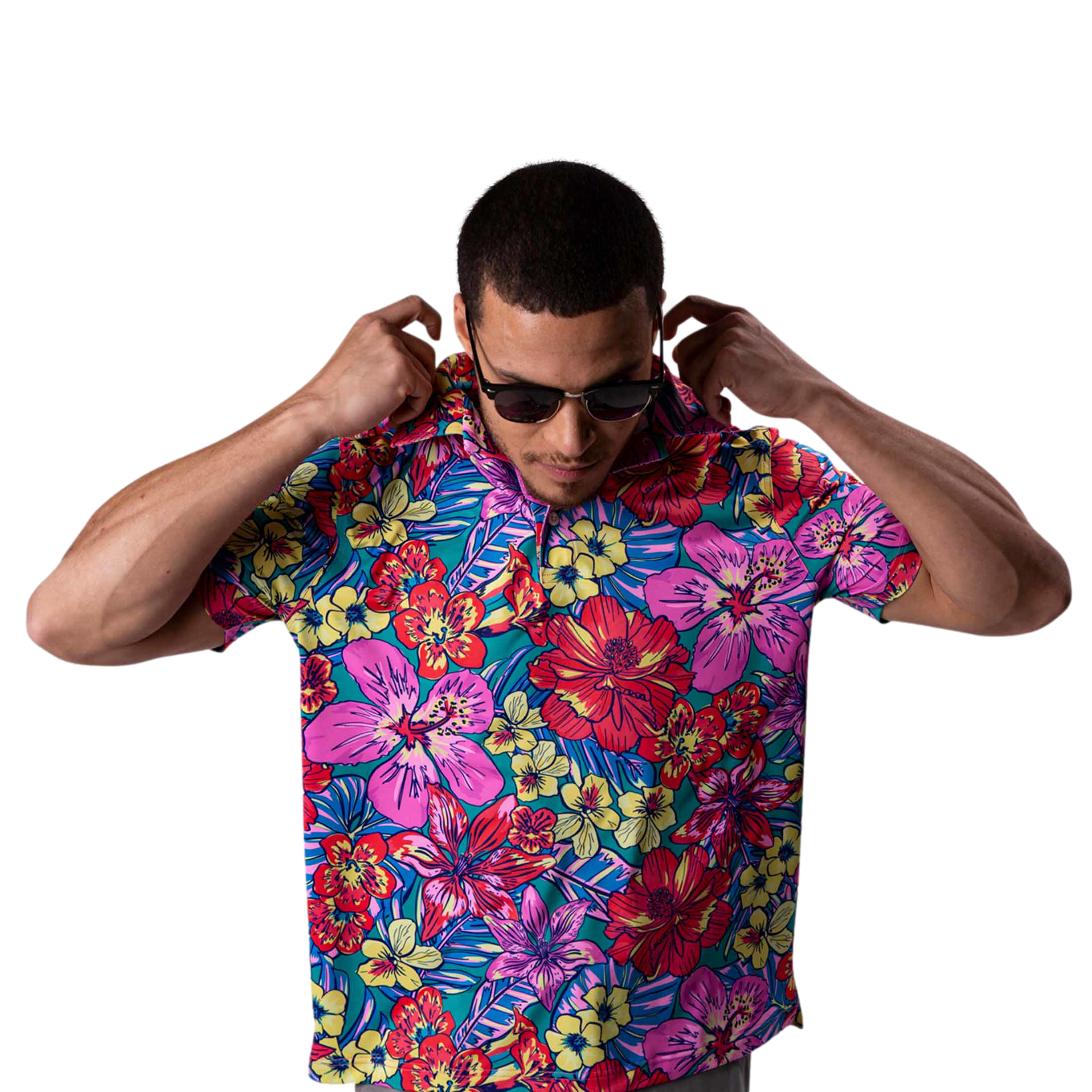 Tropical Gardens Men's Short Sleeve Golf Polo Shirt