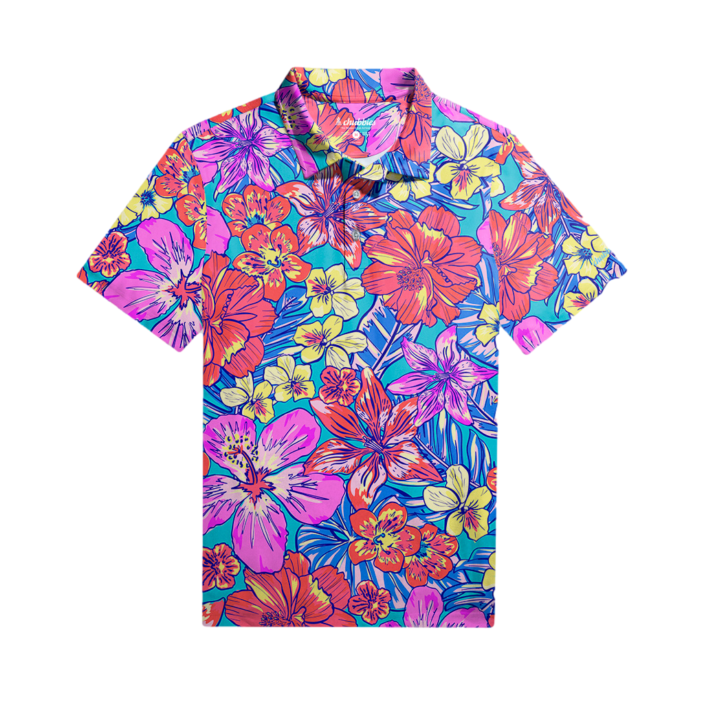 Tropical Gardens Men's Short Sleeve Golf Polo Shirt