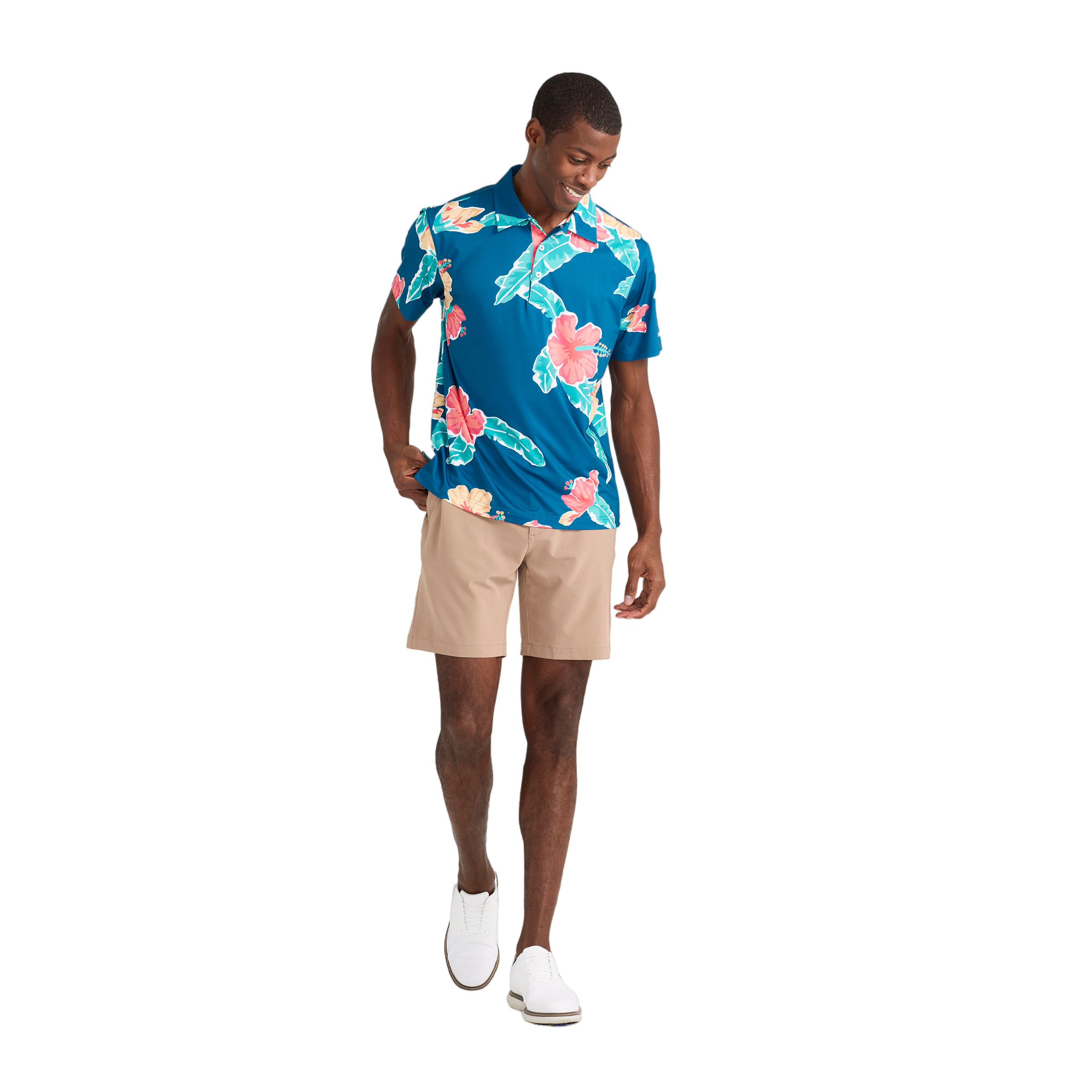 The Floral Reef Men's Short Sleeve Golf Polo Shirt