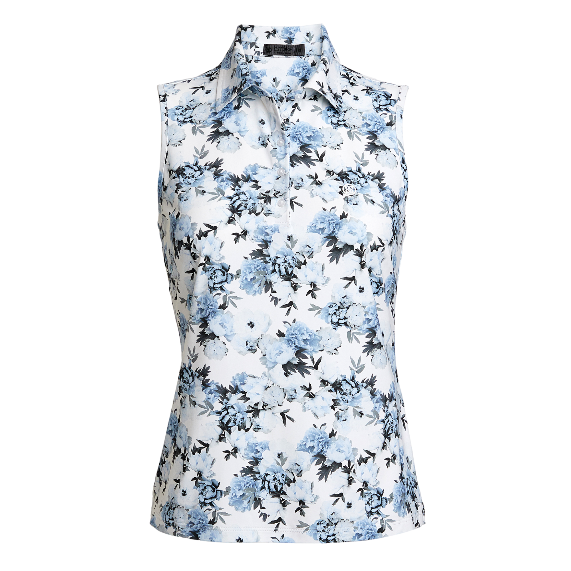 Floral Print Silky Tech Women's Sleeveless Golf Polo Shirt