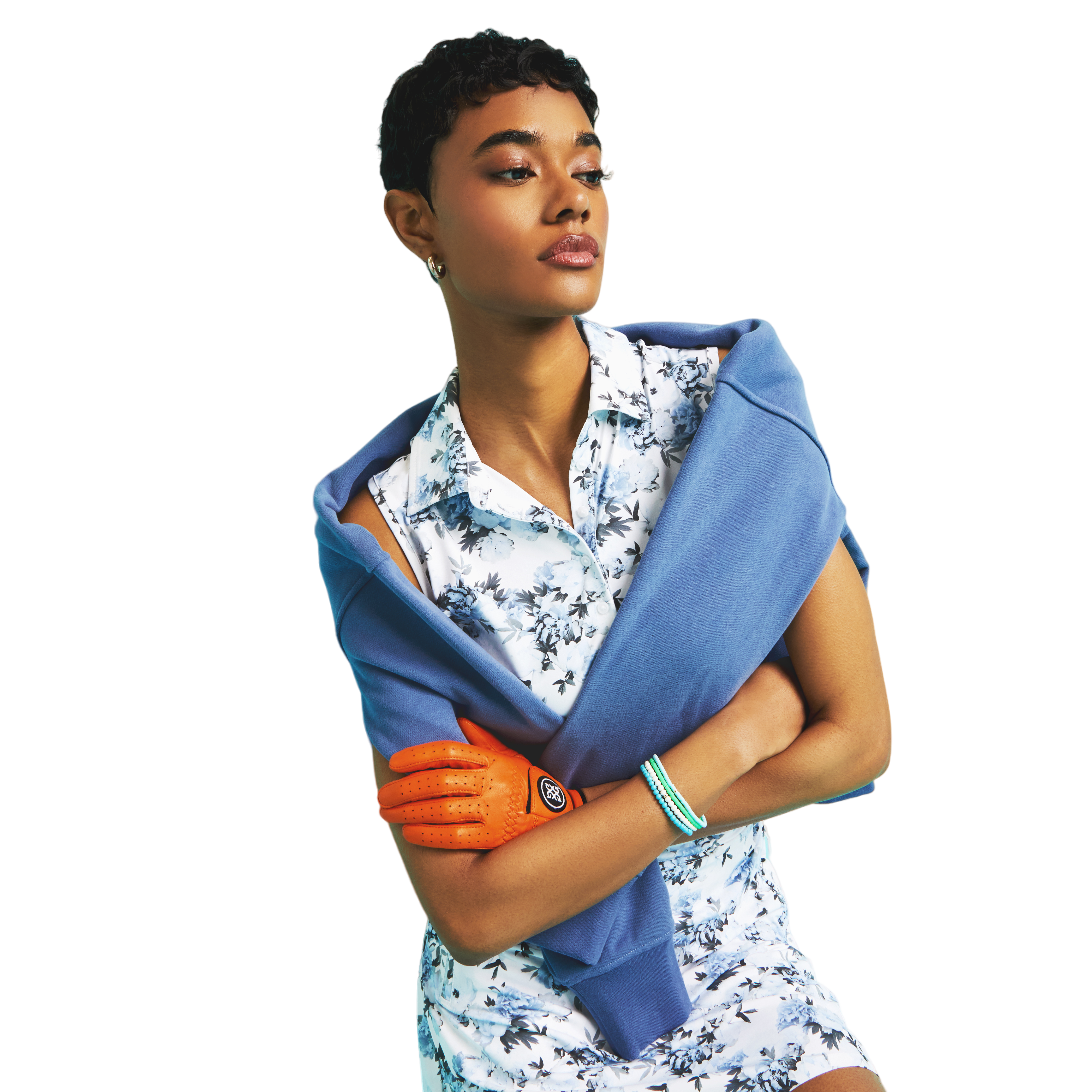 Floral Print Silky Tech Women's Sleeveless Golf Polo Shirt