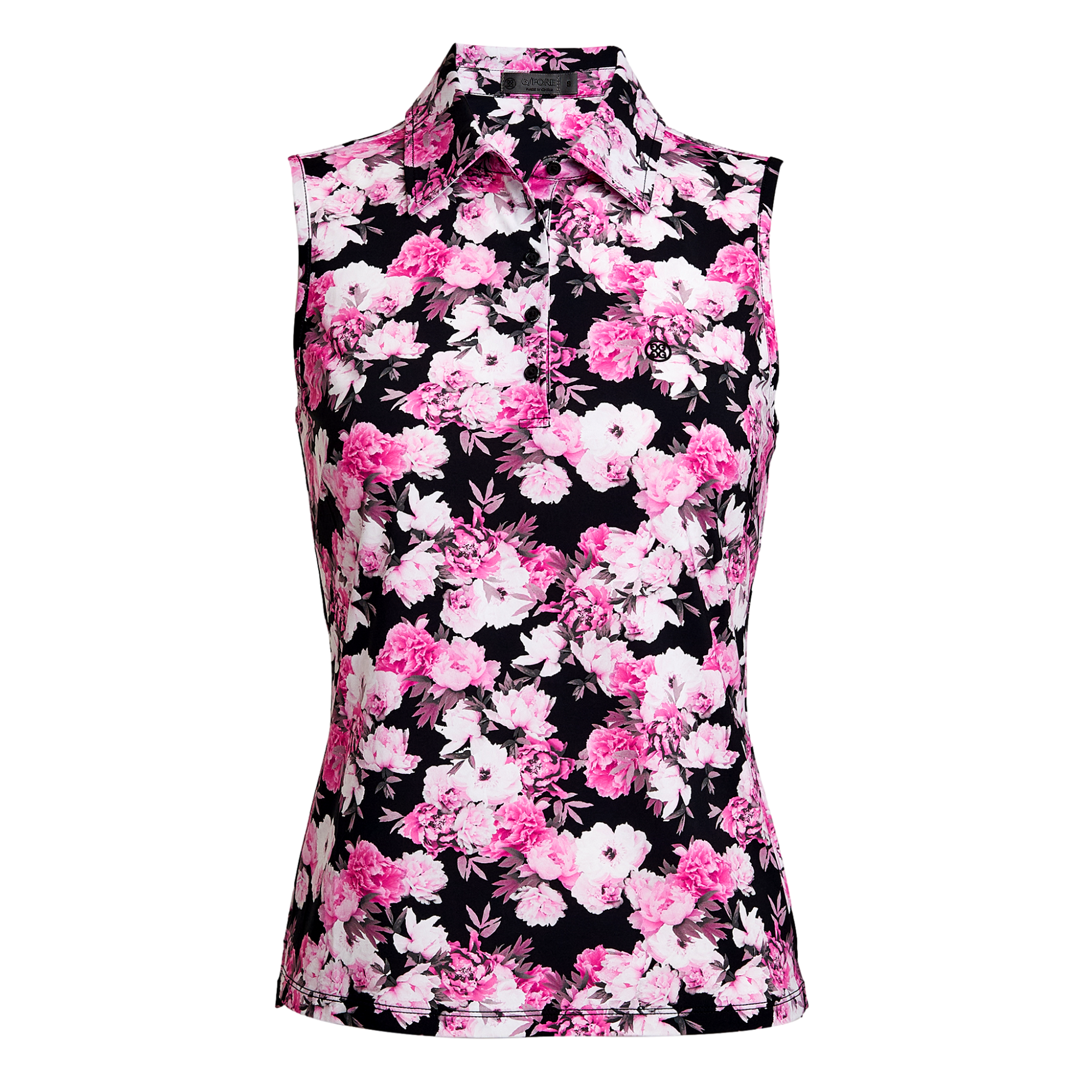 Floral Print Silky Tech Women's Sleeveless Golf Polo Shirt