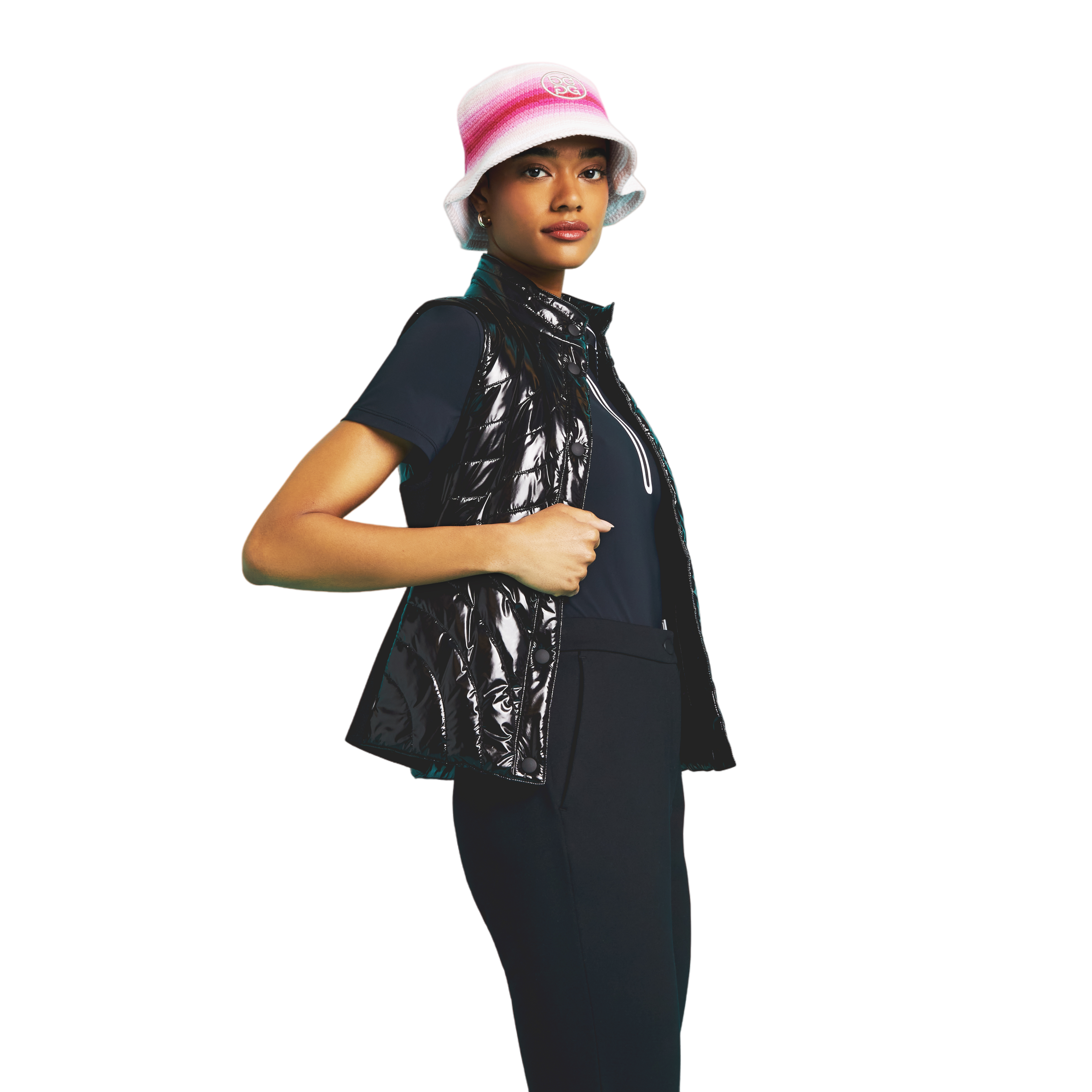 Rib Collar Silky Tech Women's Short Sleeve Golf Polo Shirt