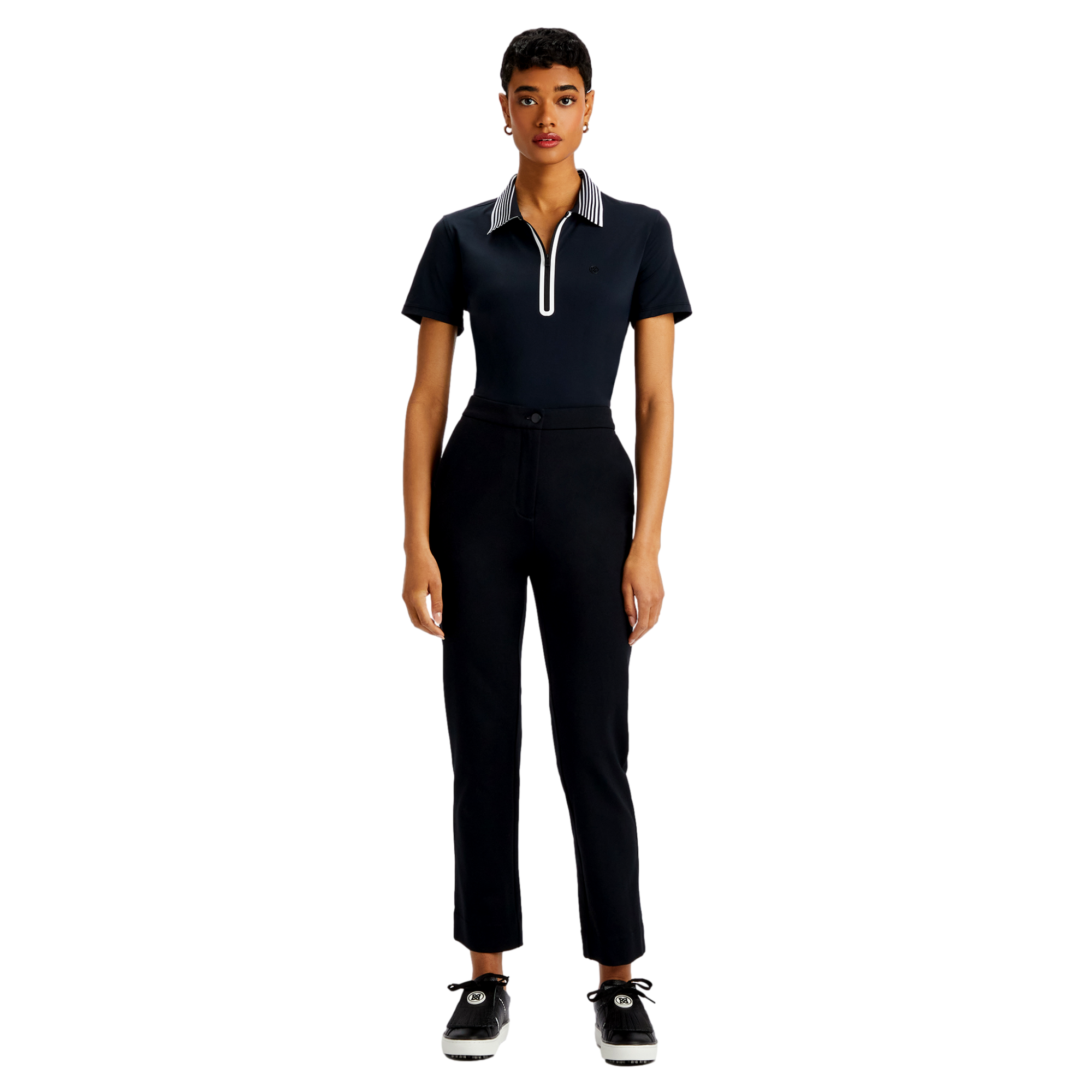 Rib Collar Silky Tech Women's Short Sleeve Golf Polo Shirt