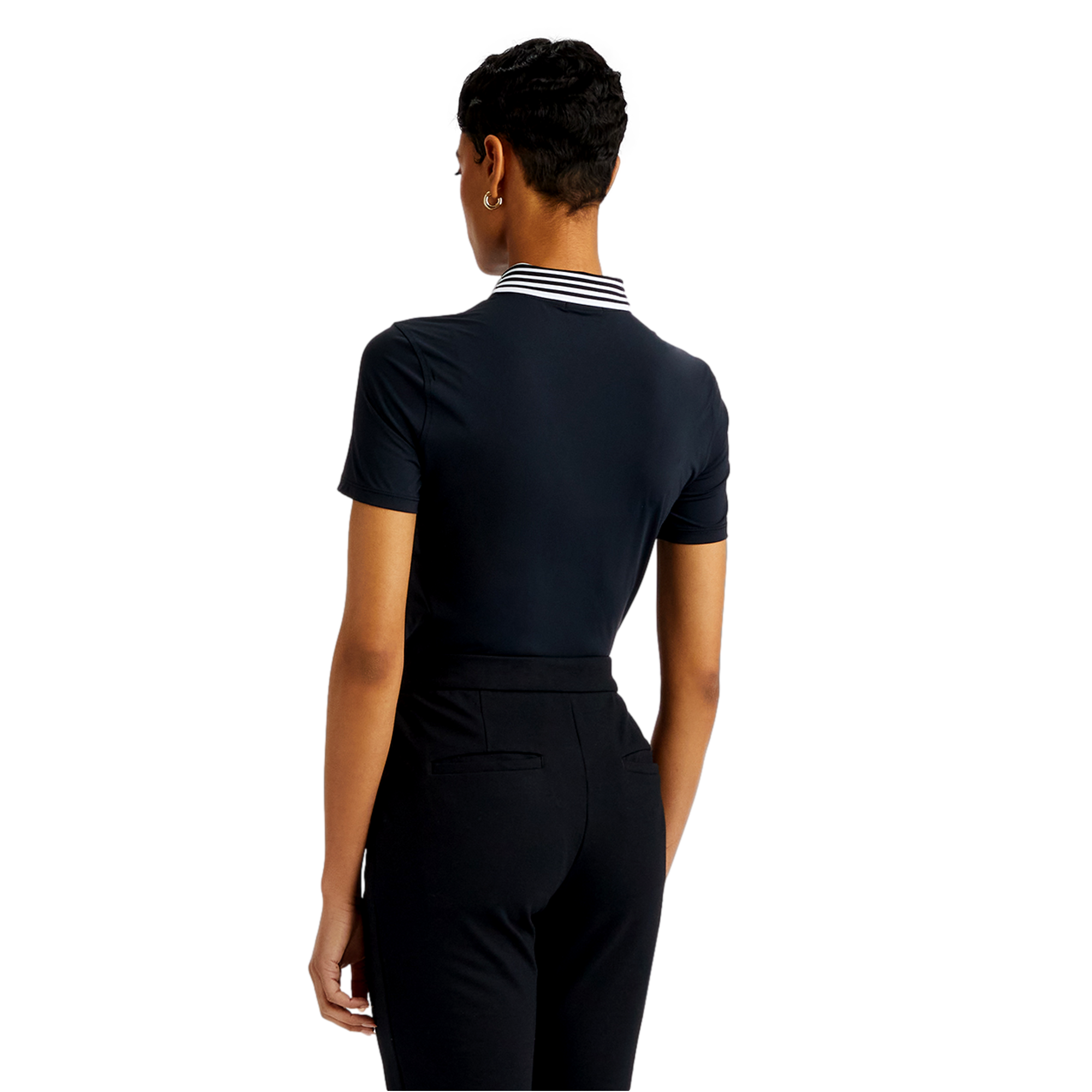 Rib Collar Silky Tech Women's Short Sleeve Golf Polo Shirt