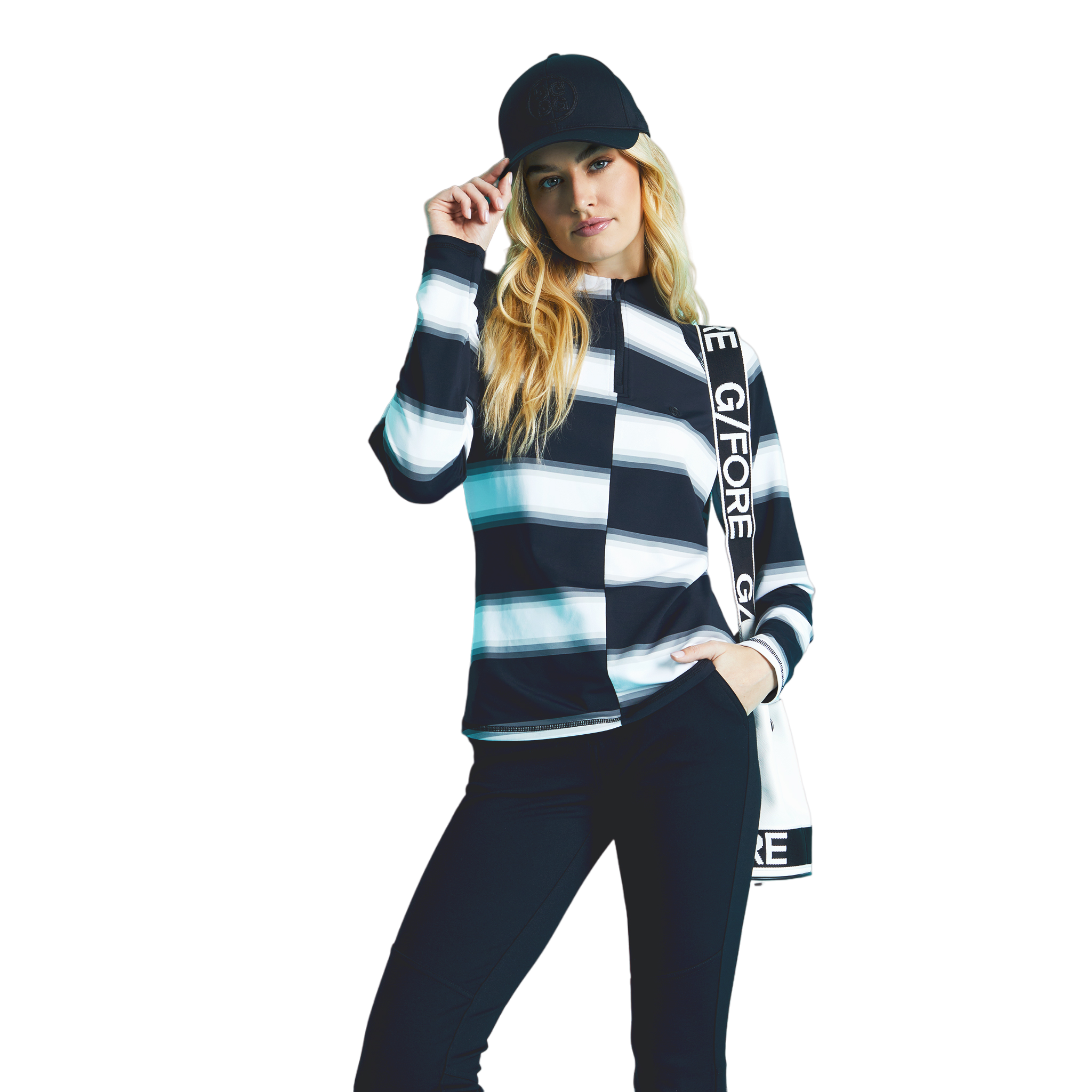 Offset Striped Quarter Zip Pull Over