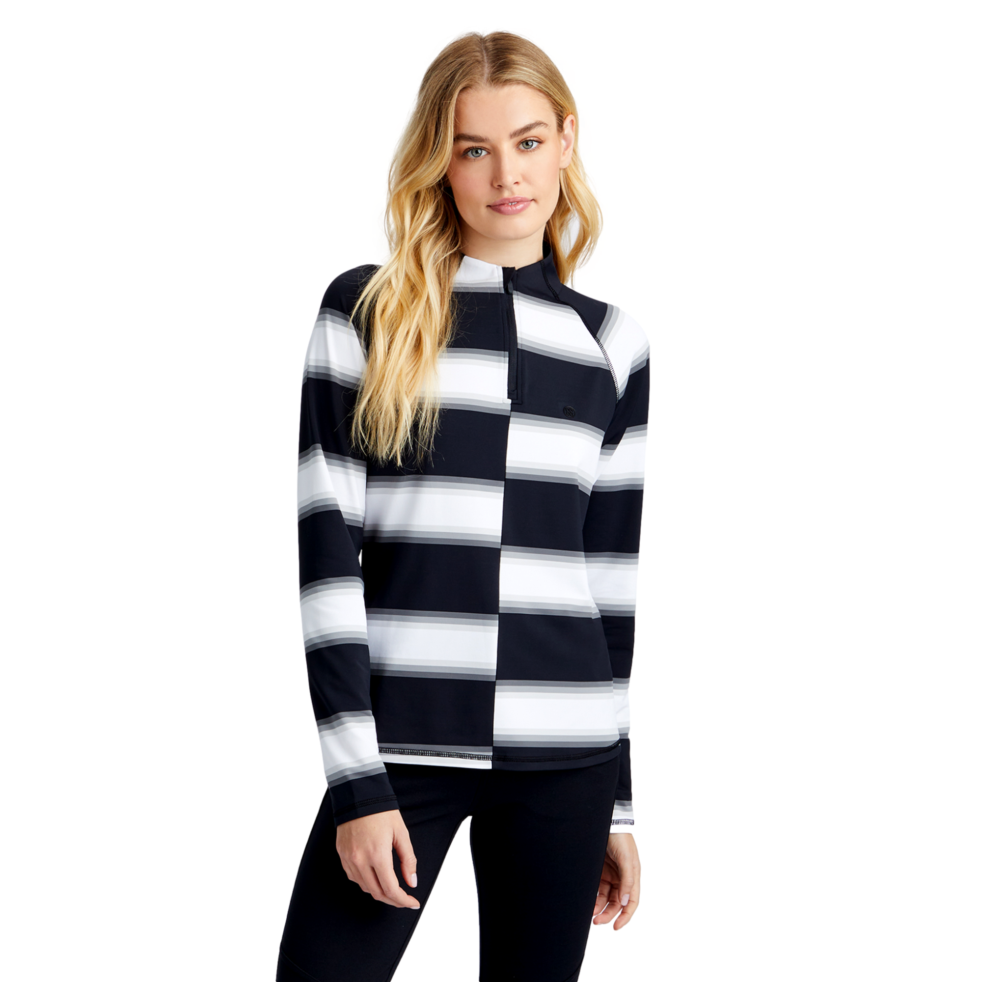 Offset Striped Quarter Zip Pull Over