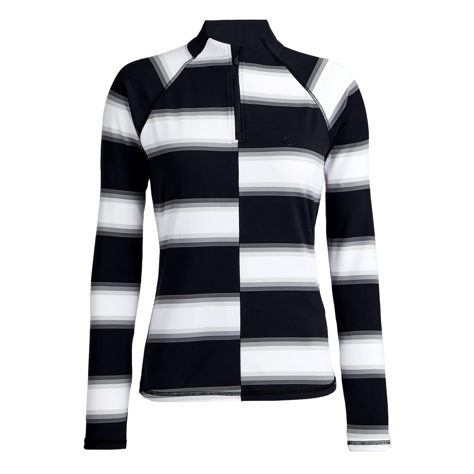 Offset Striped Quarter Zip Pull Over