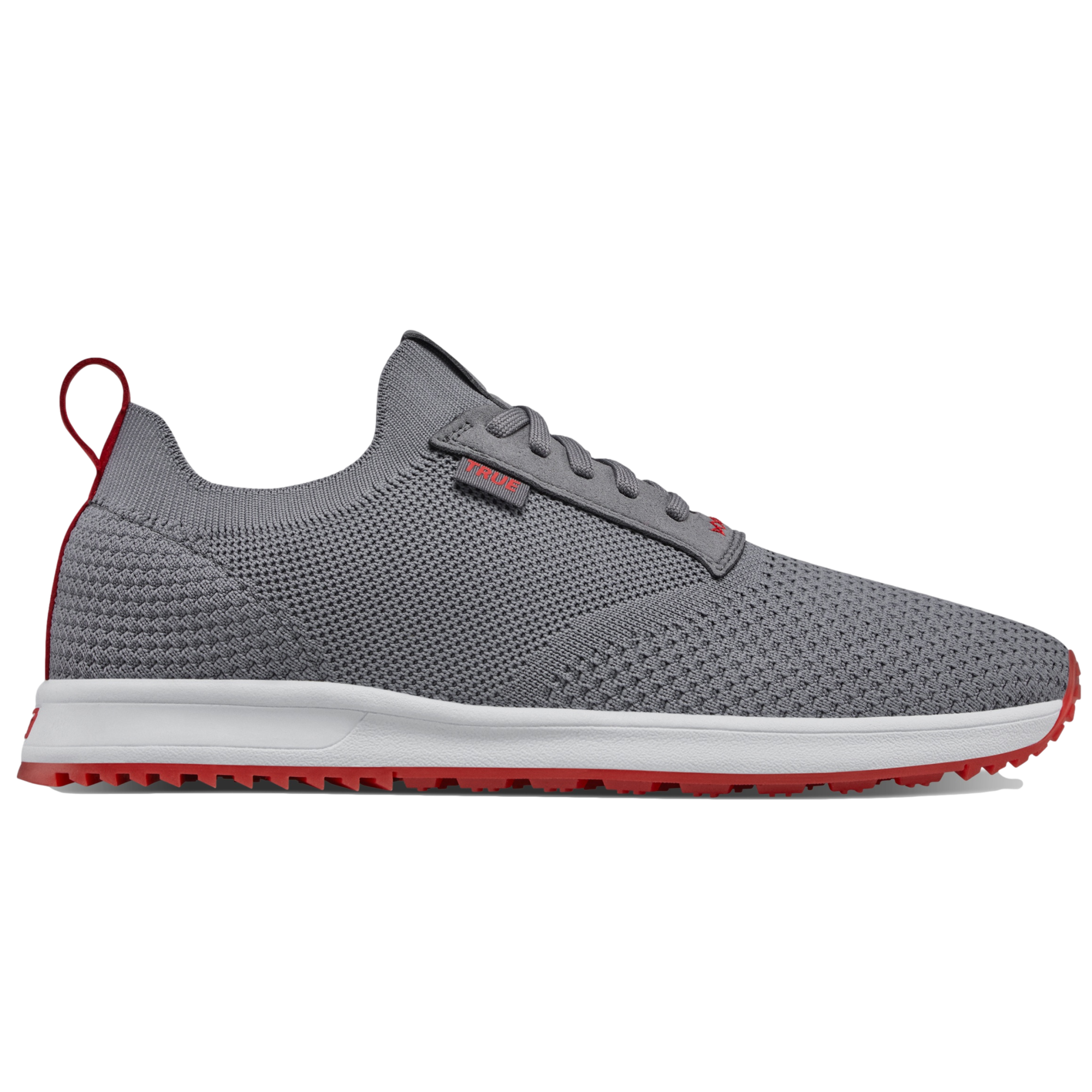 All Day Knit II Women's Golf Shoe, Grey/Red, 7.5 M - TRUE Linkswear Spikeless