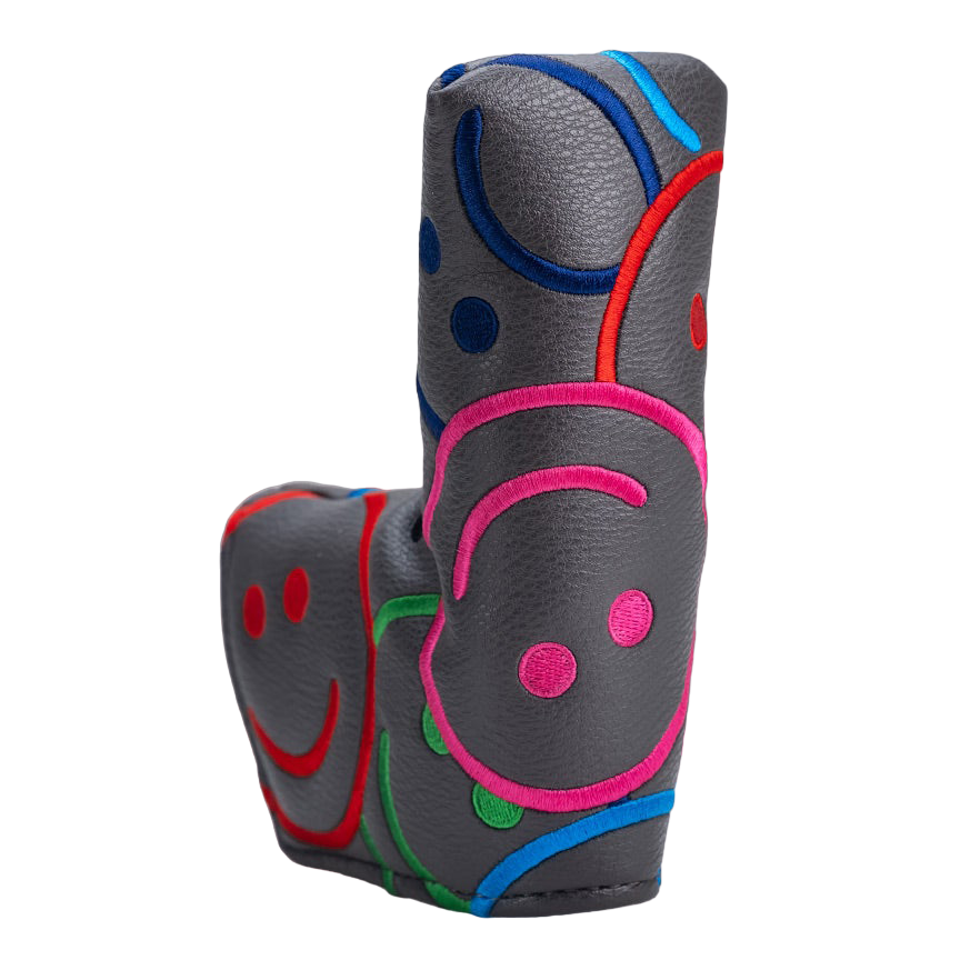 Gray Colorful Smiley Blade Putter Cover