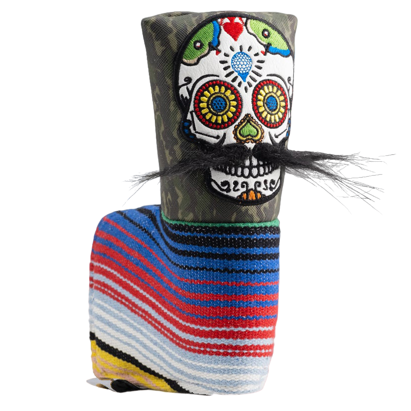 Mustache Sugar Skull Green Camo Blade Putter Cover
