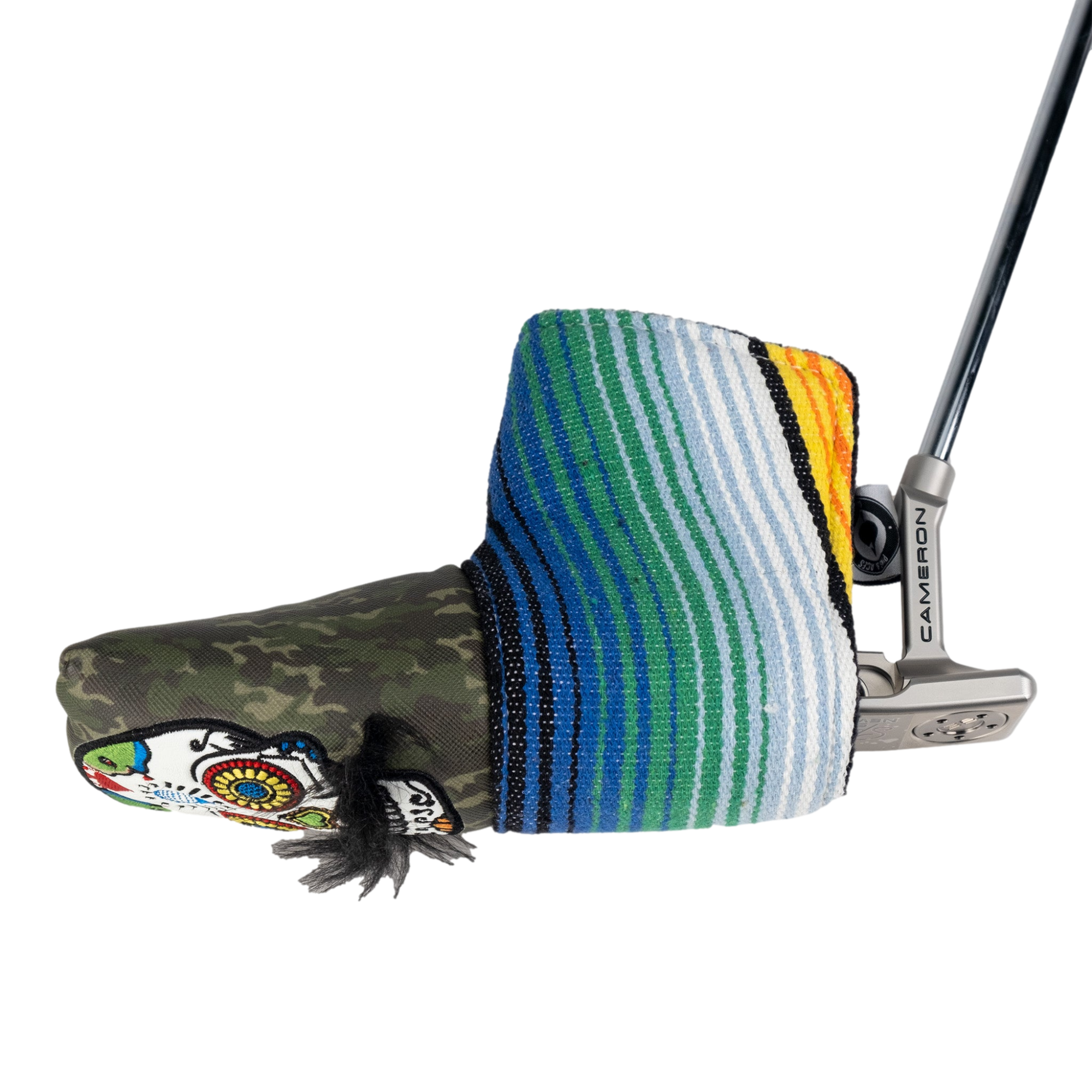 Mustache Sugar Skull Green Camo Blade Putter Cover