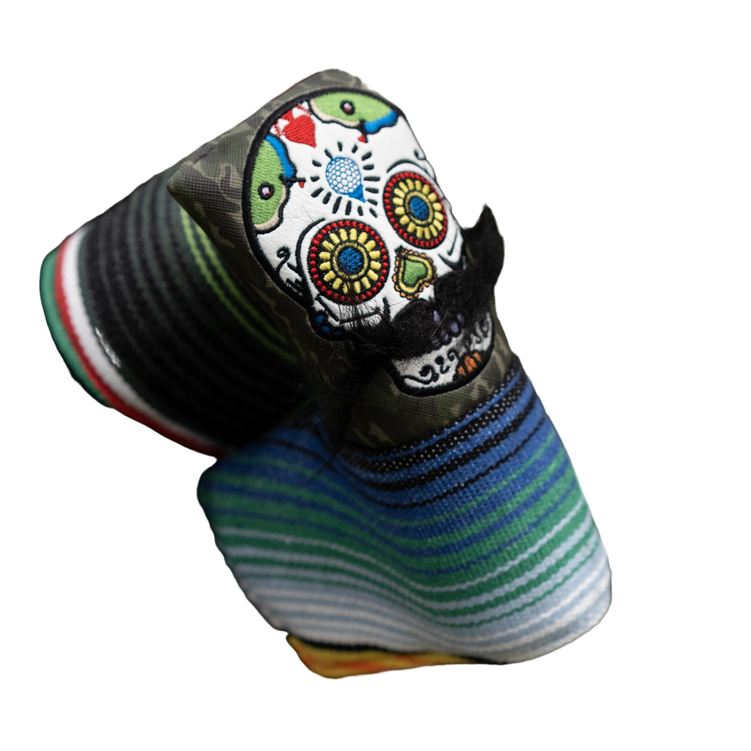 Mustache Sugar Skull Green Camo Blade Putter Cover